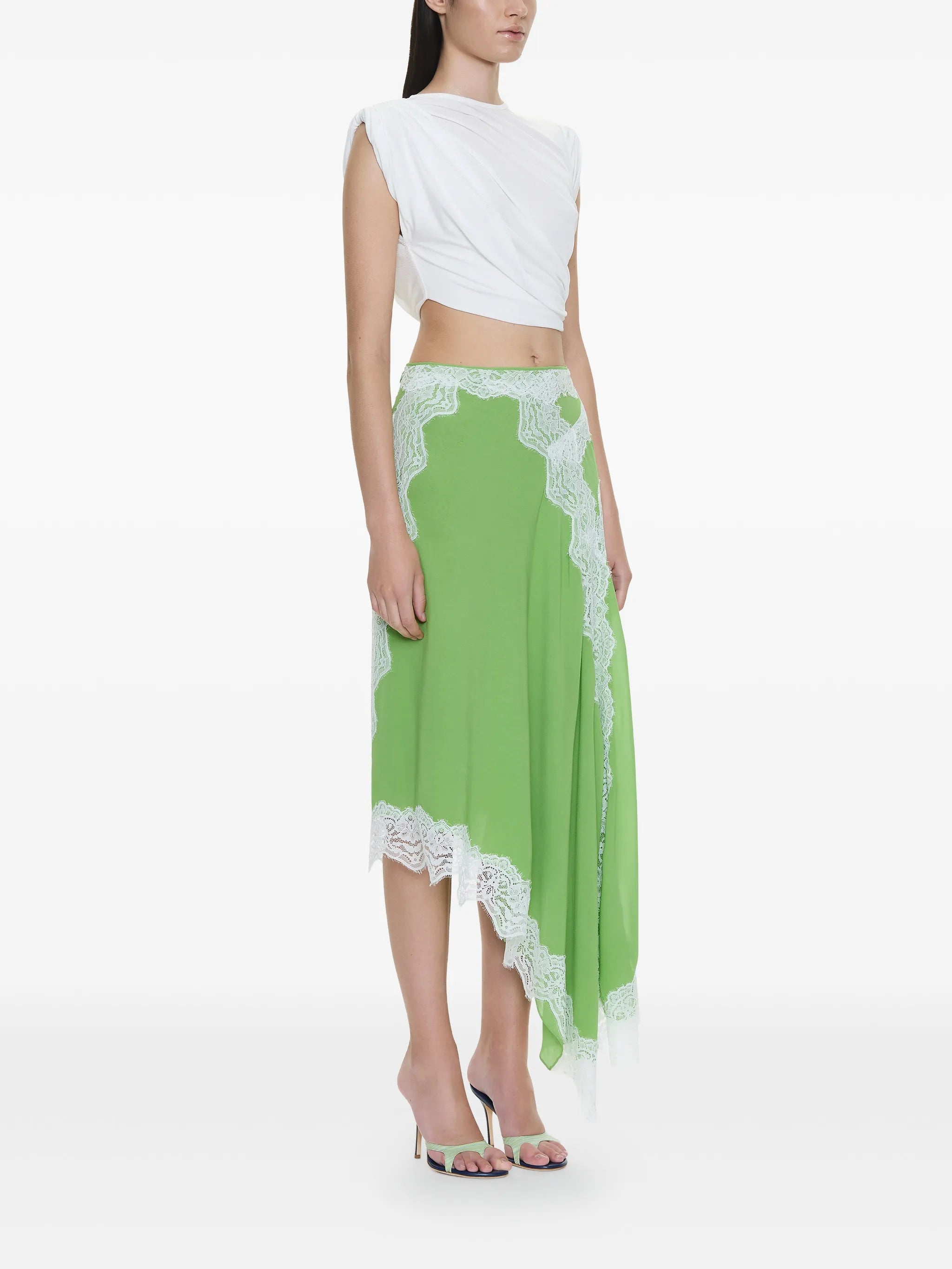 Verve lace-detail asymmetric skirt