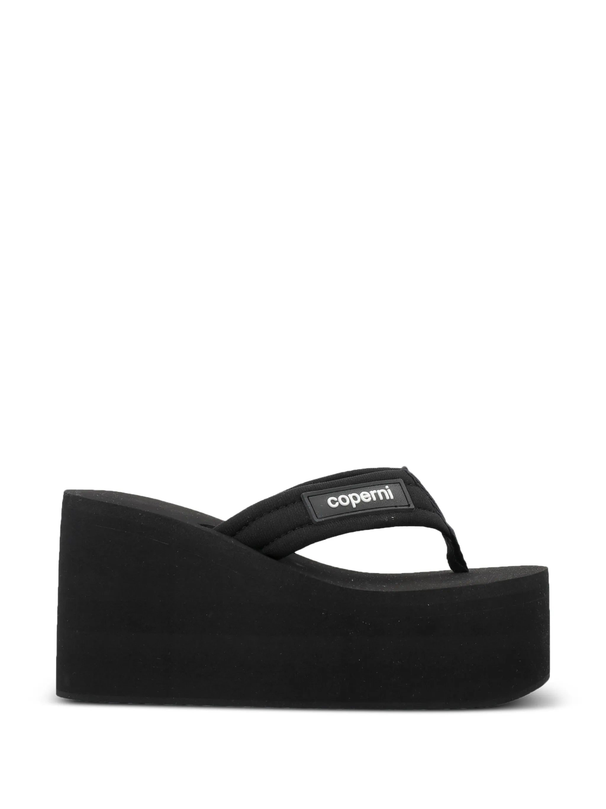 logo-patch wedge sandals