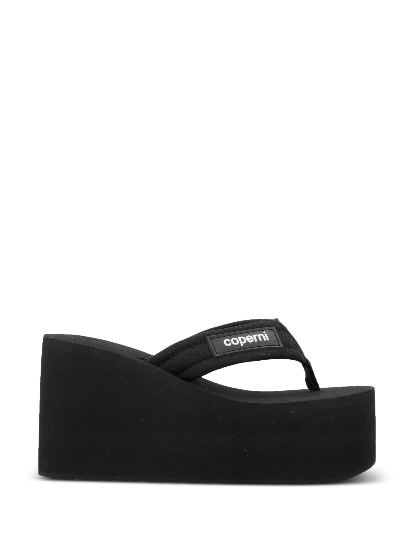 logo-patch wedge sandals