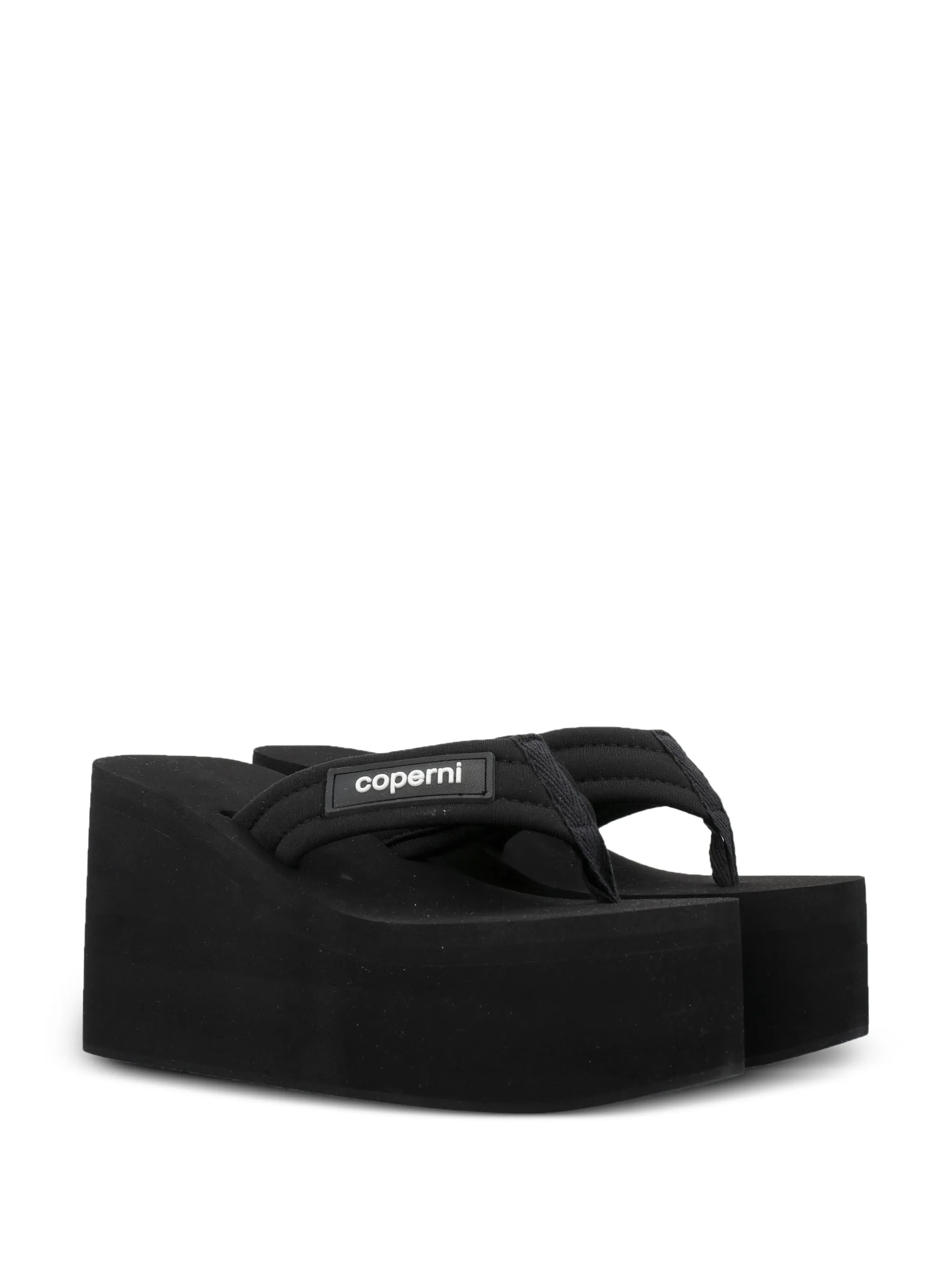 logo-patch wedge sandals