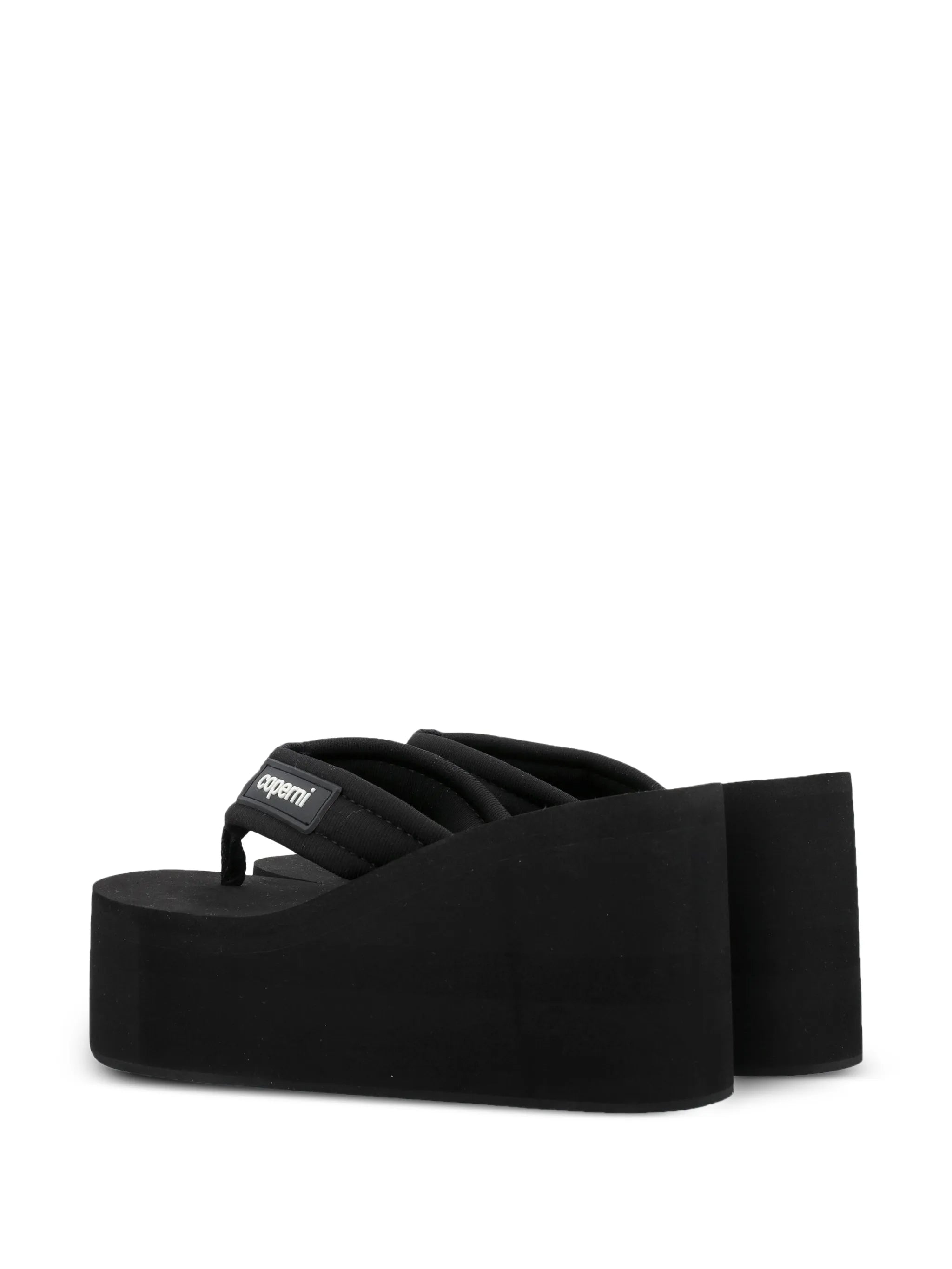 logo-patch wedge sandals