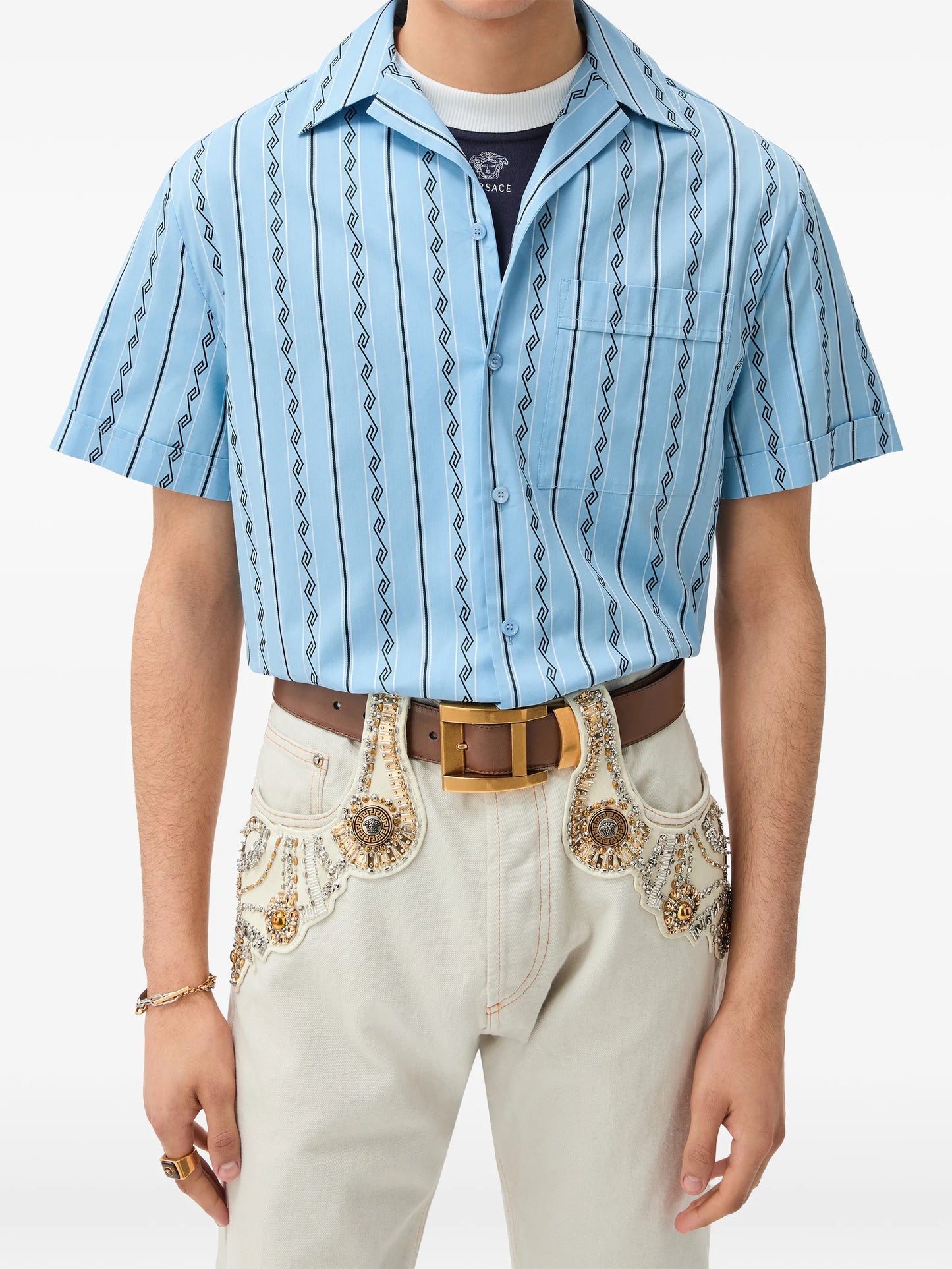 jacquard cotton-silk regular shirt