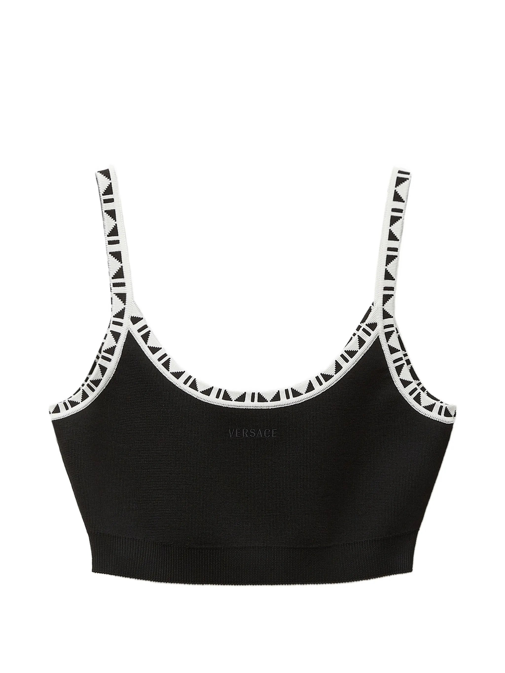 viscose-blend jacquard crop top