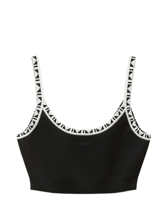 viscose-blend jacquard crop top