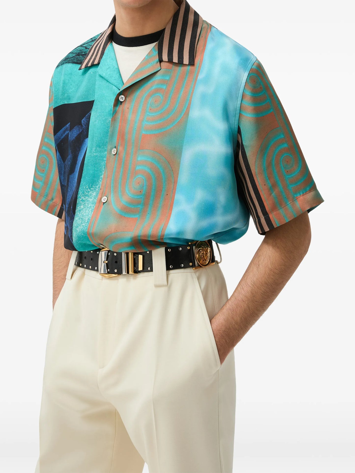 printed silk twill shirt