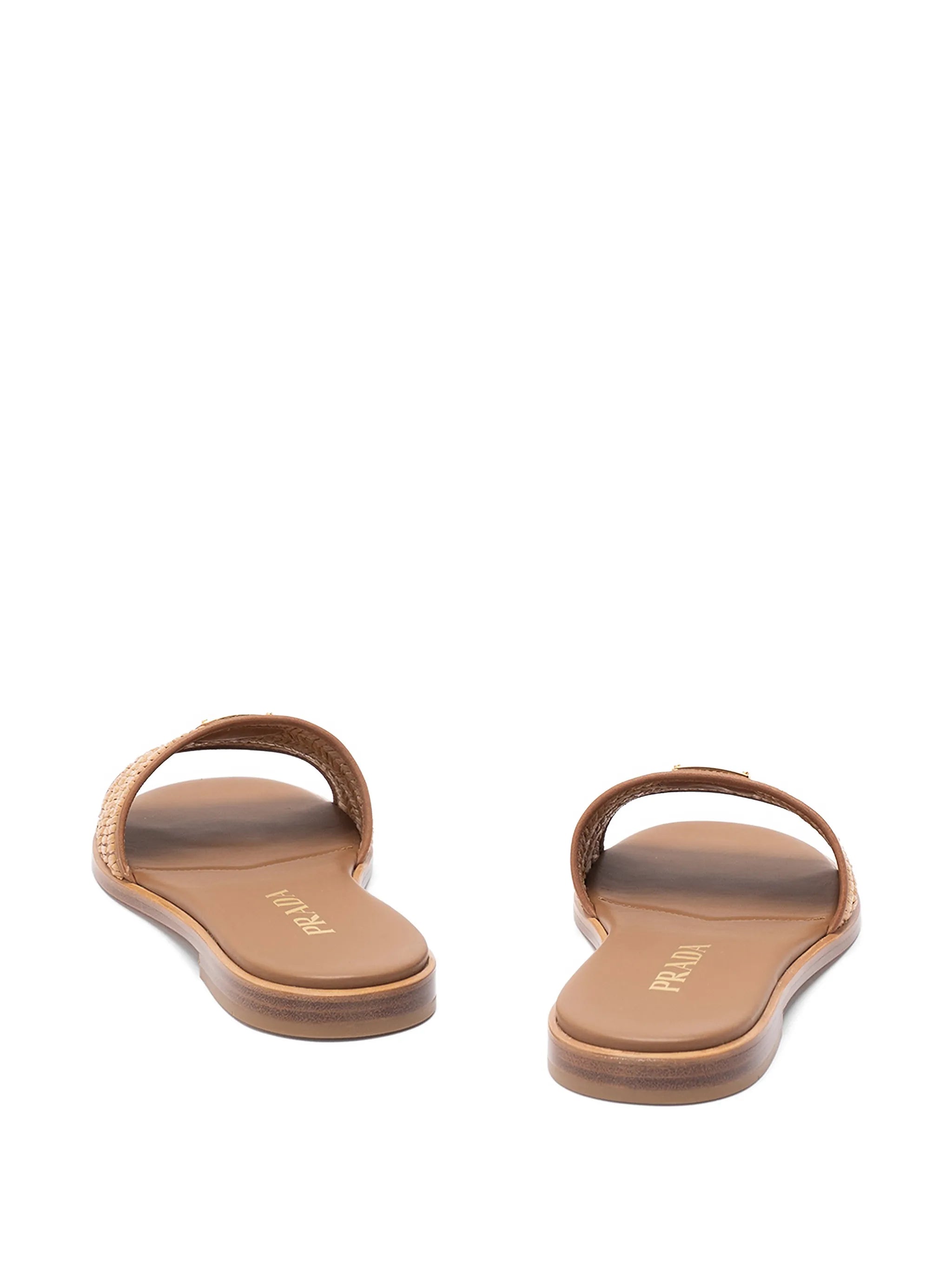 leather and crochet slides