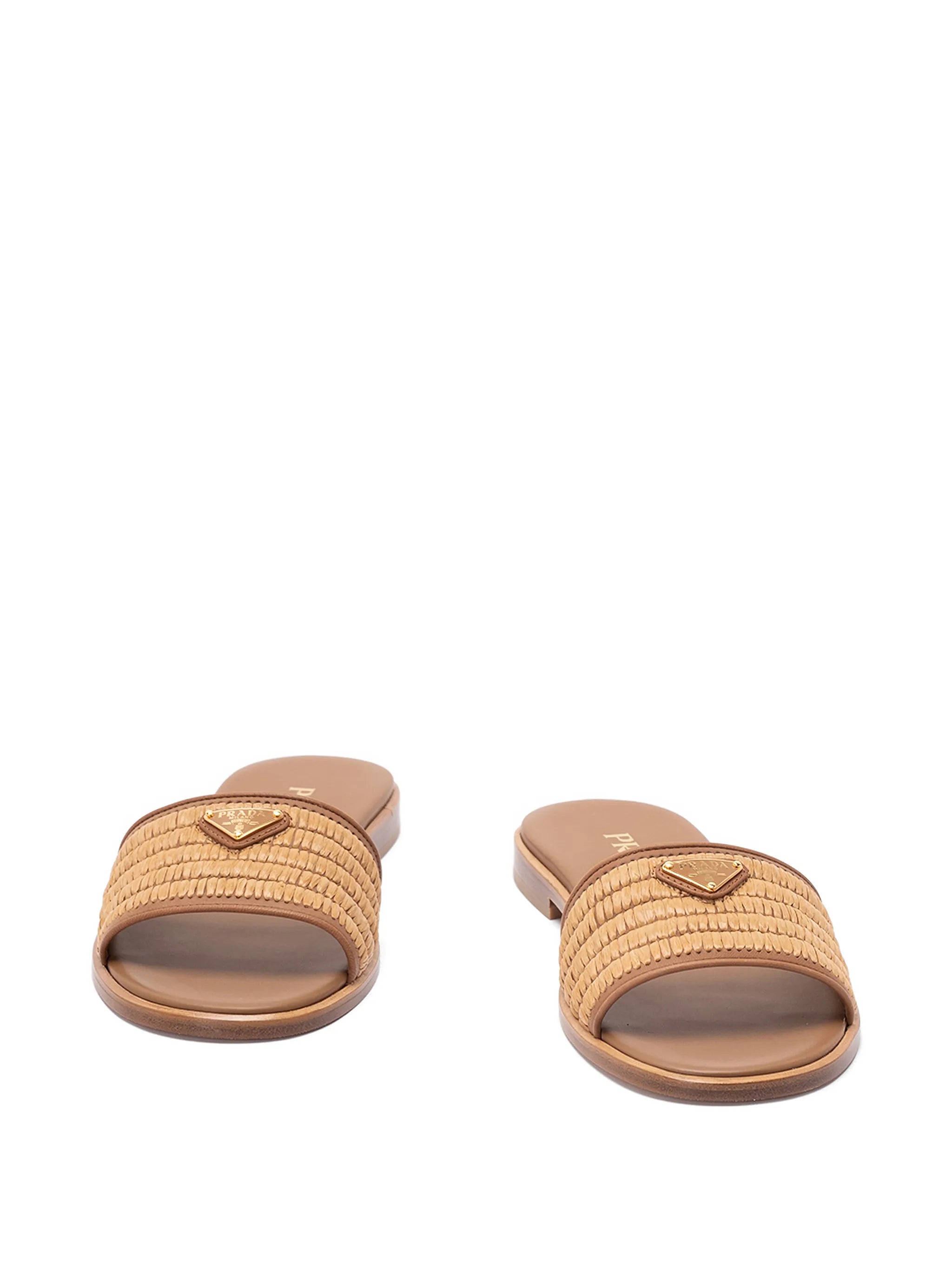 leather and crochet slides
