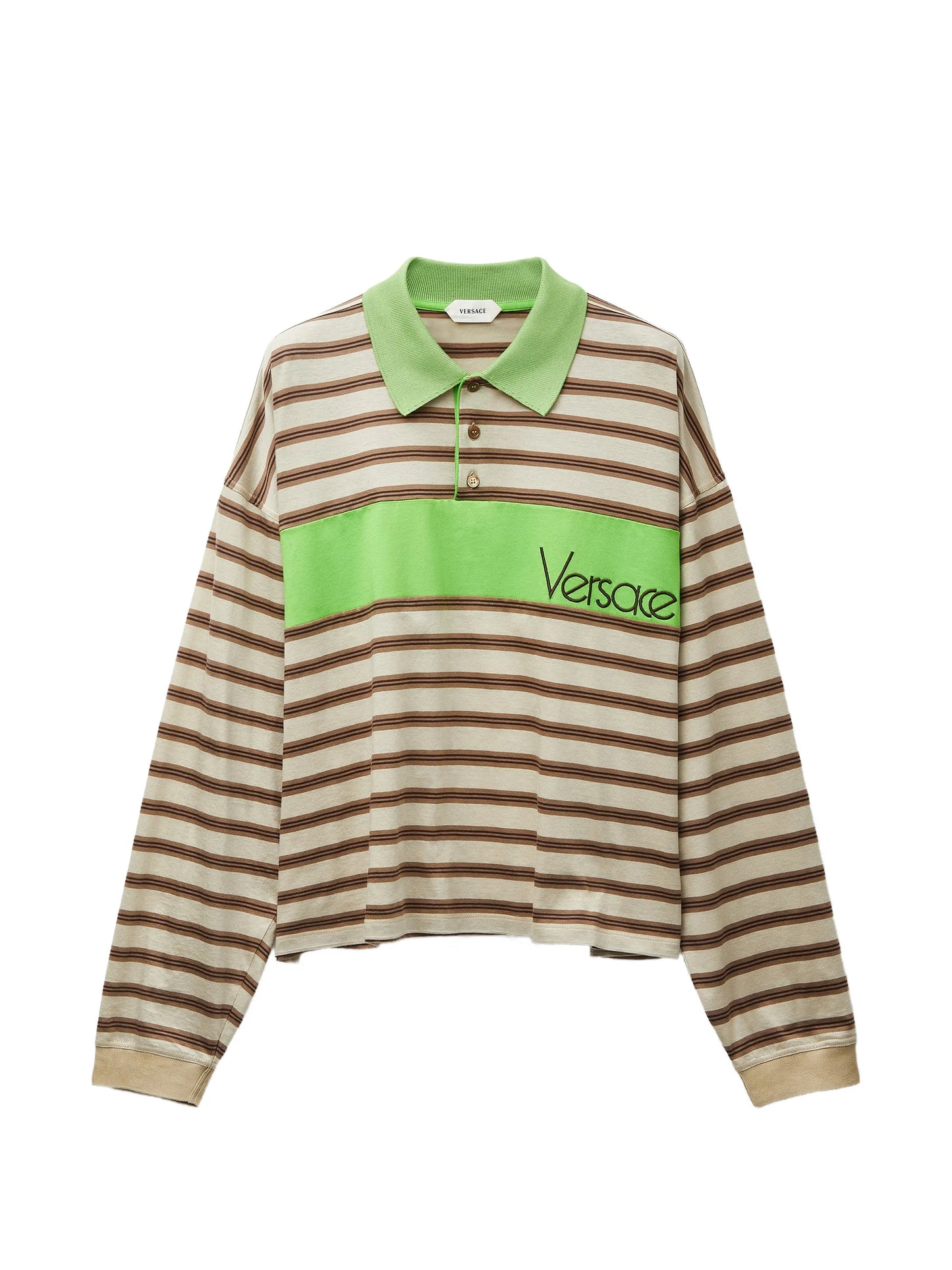 embroidered-logo striped-intarsia cotton polo shirt