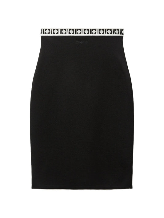 viscose-blend jacquard midi skirt