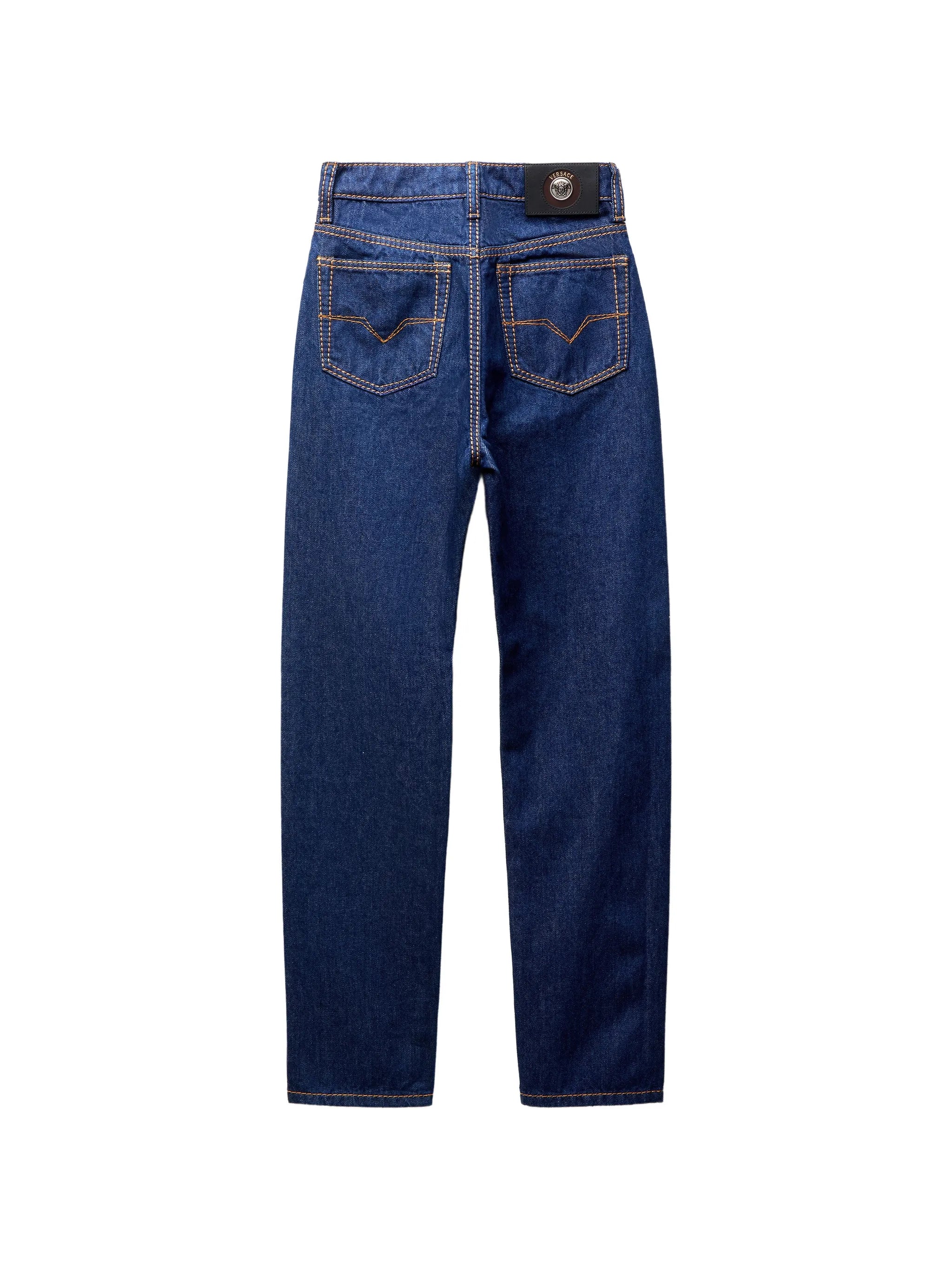 contrast-stitch tapered jeans