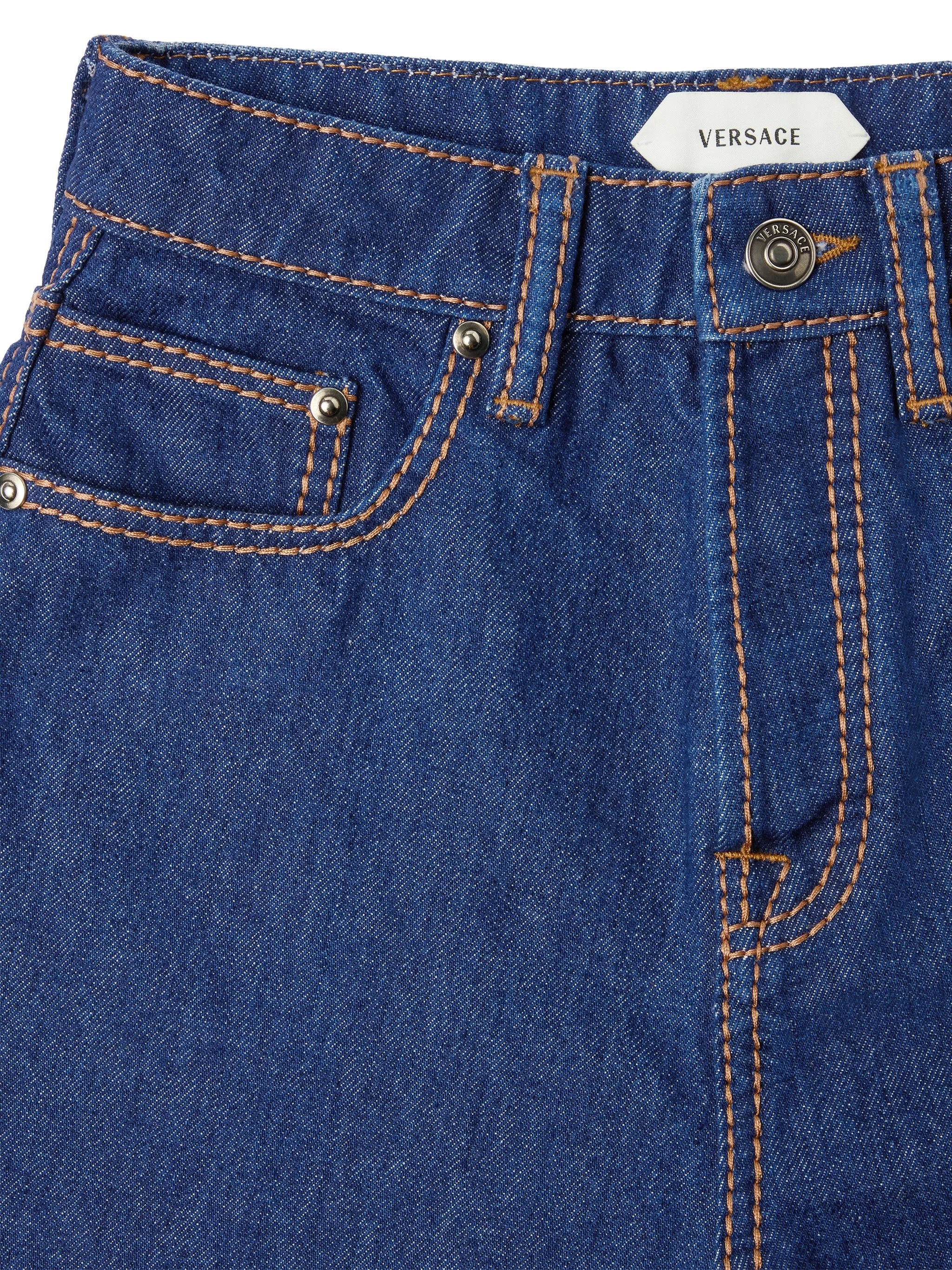 contrast-stitch tapered jeans