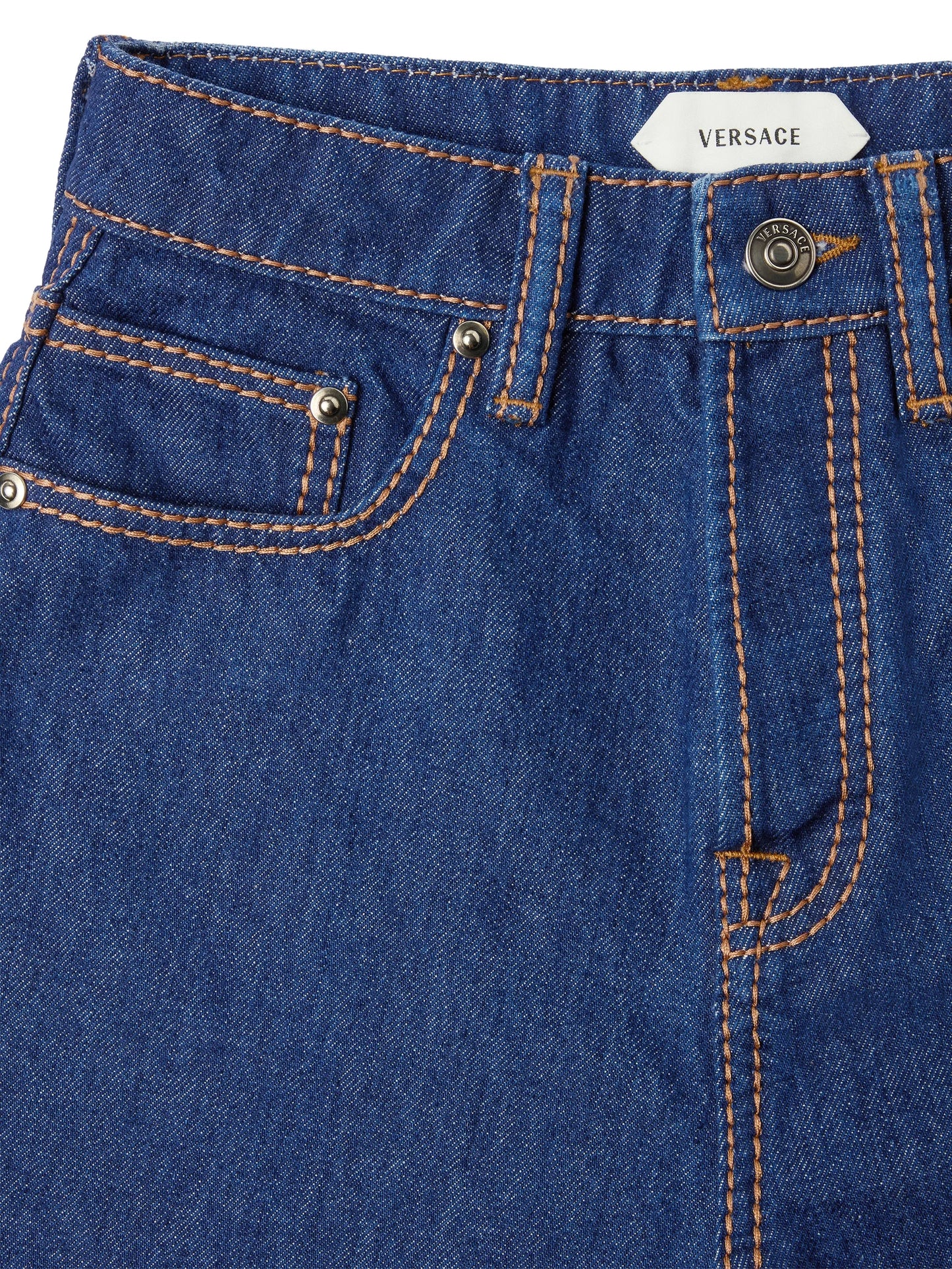 contrast-stitch tapered jeans