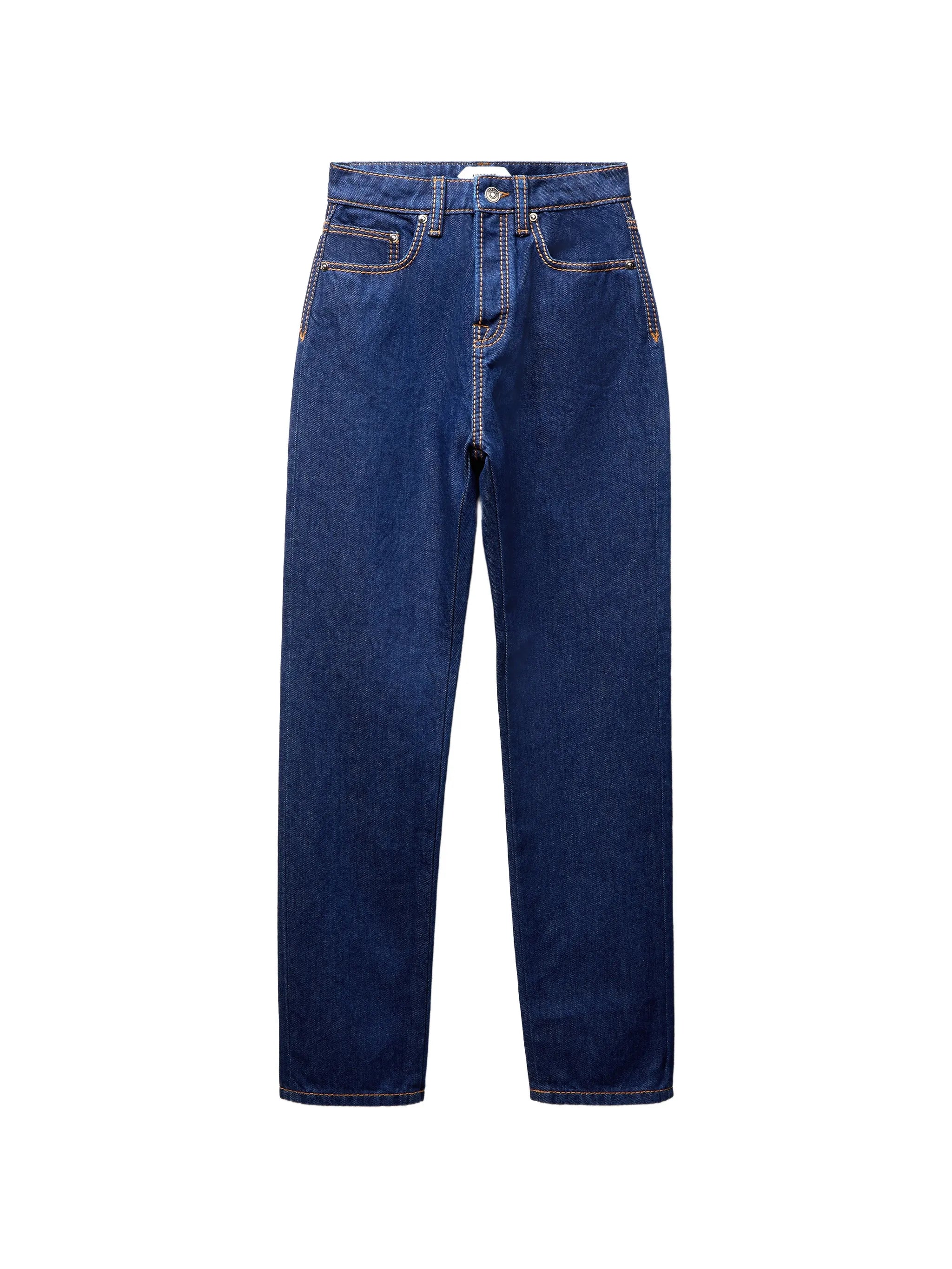 contrast-stitch tapered jeans