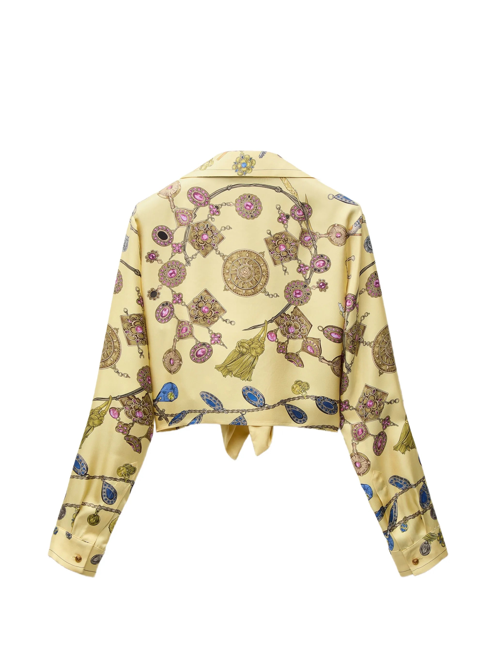 jewellery-print tie-waist shirt