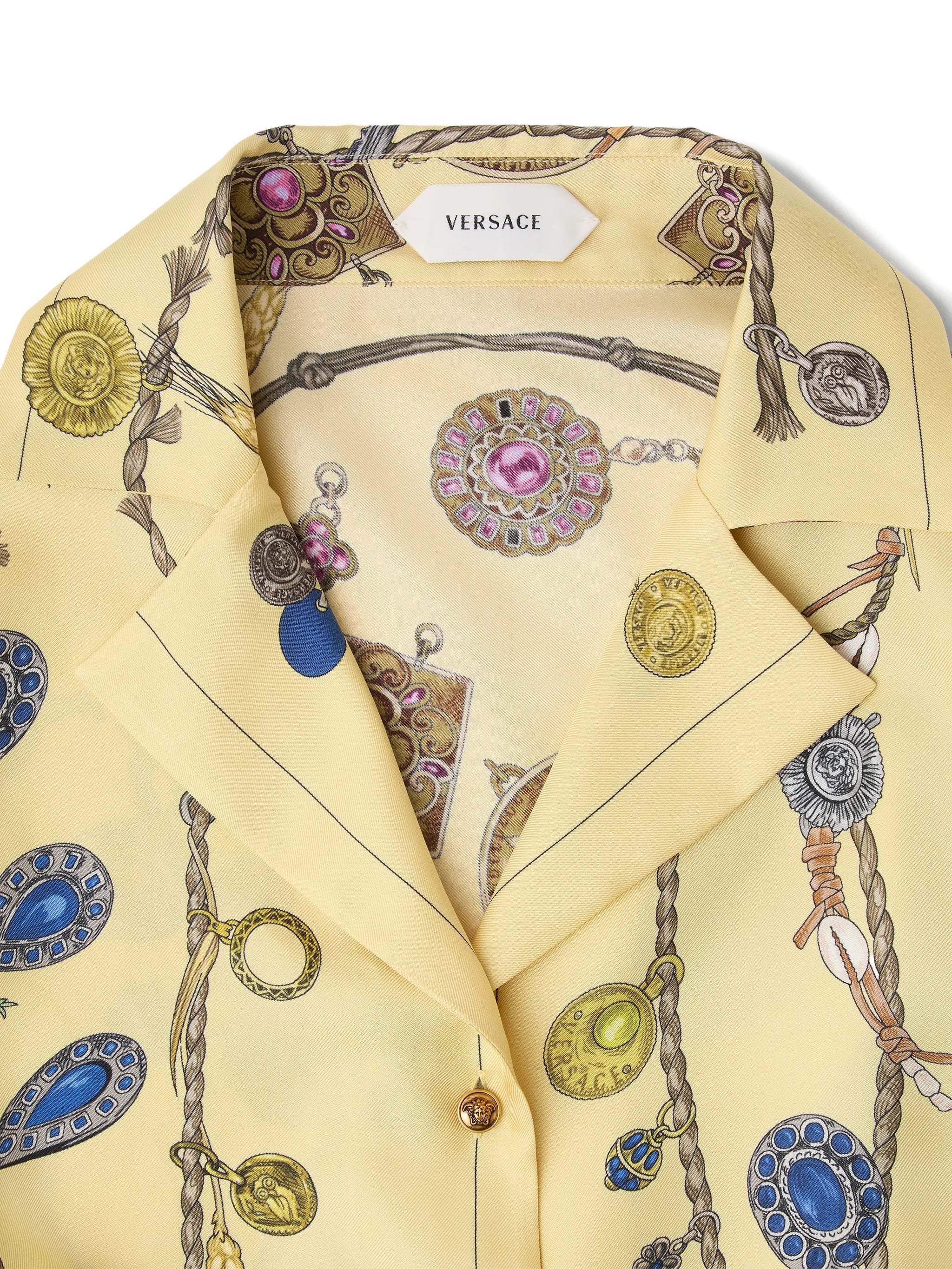 jewellery-print tie-waist shirt
