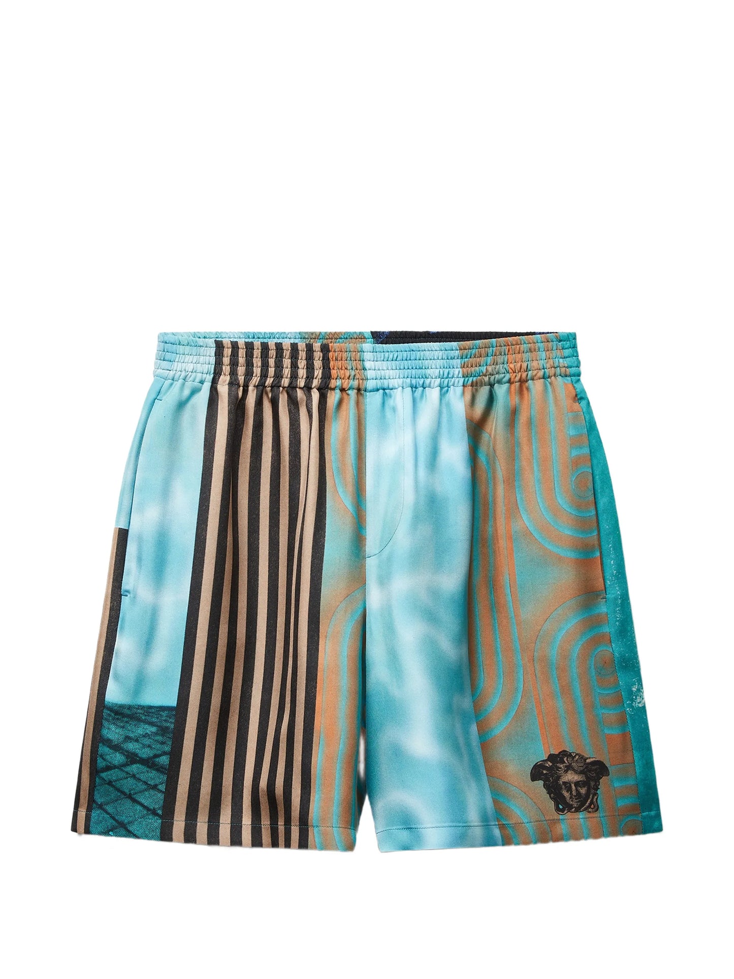 printed silk twill shorts