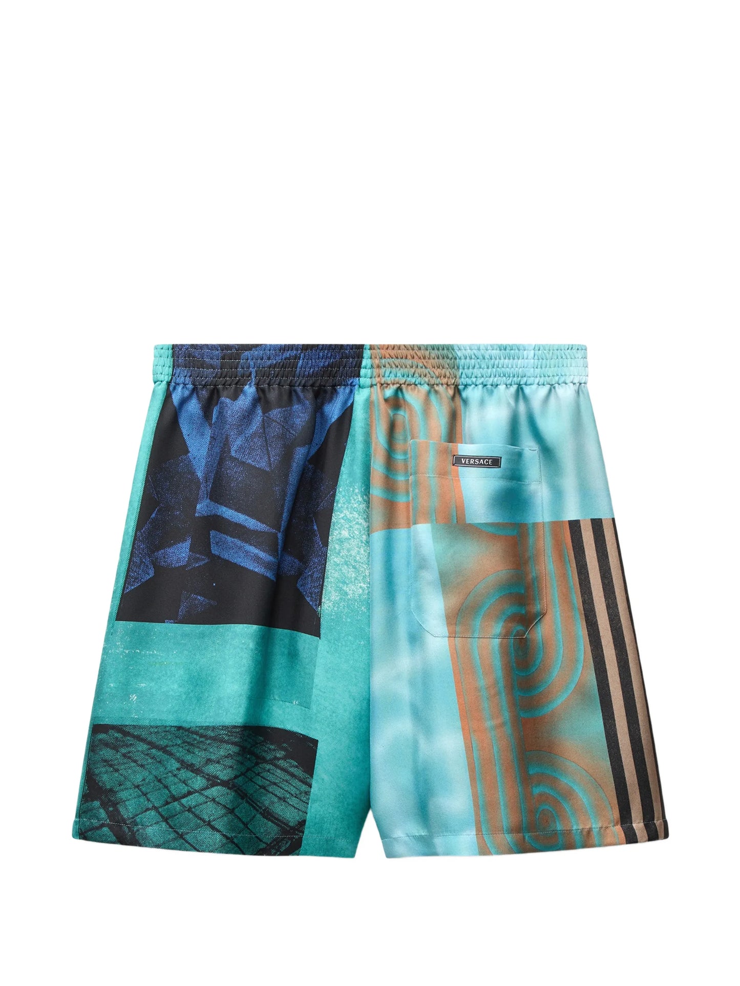 printed silk twill shorts