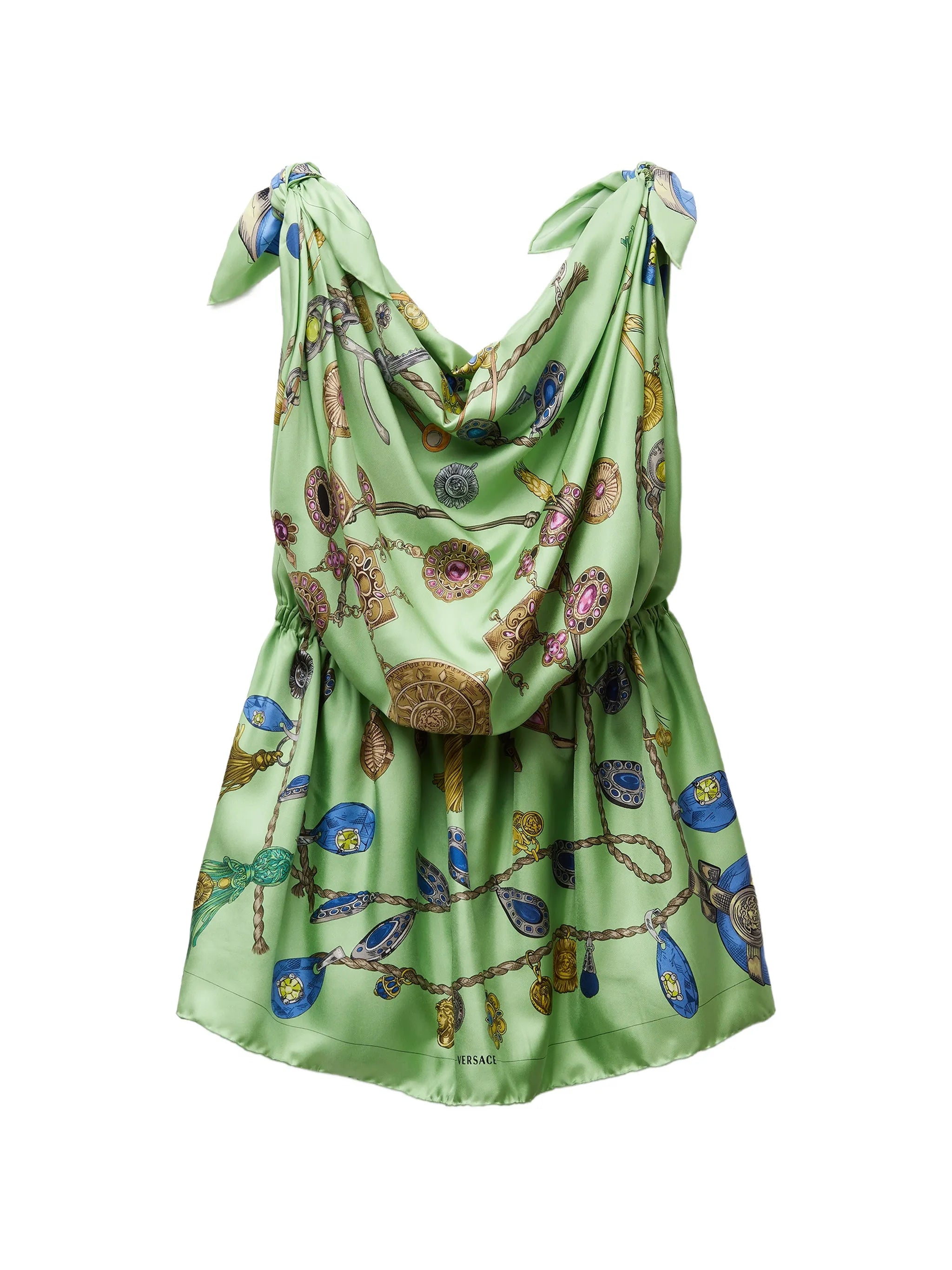 printed silk twill mini dress