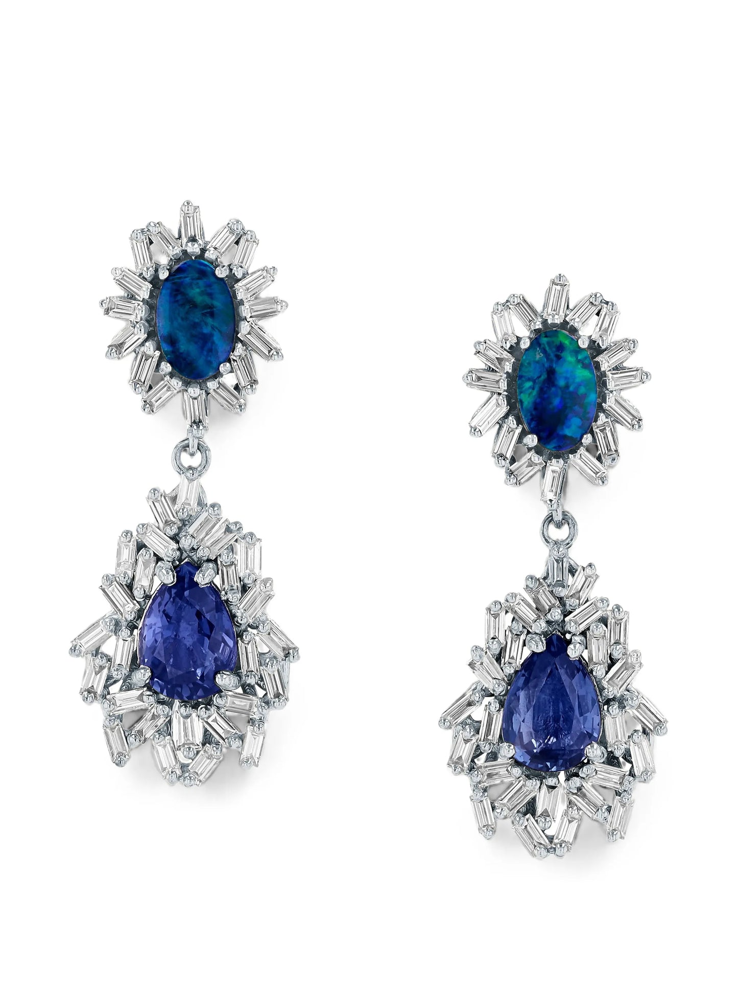 One of a Kind opal and sapphire-embellishment earrings