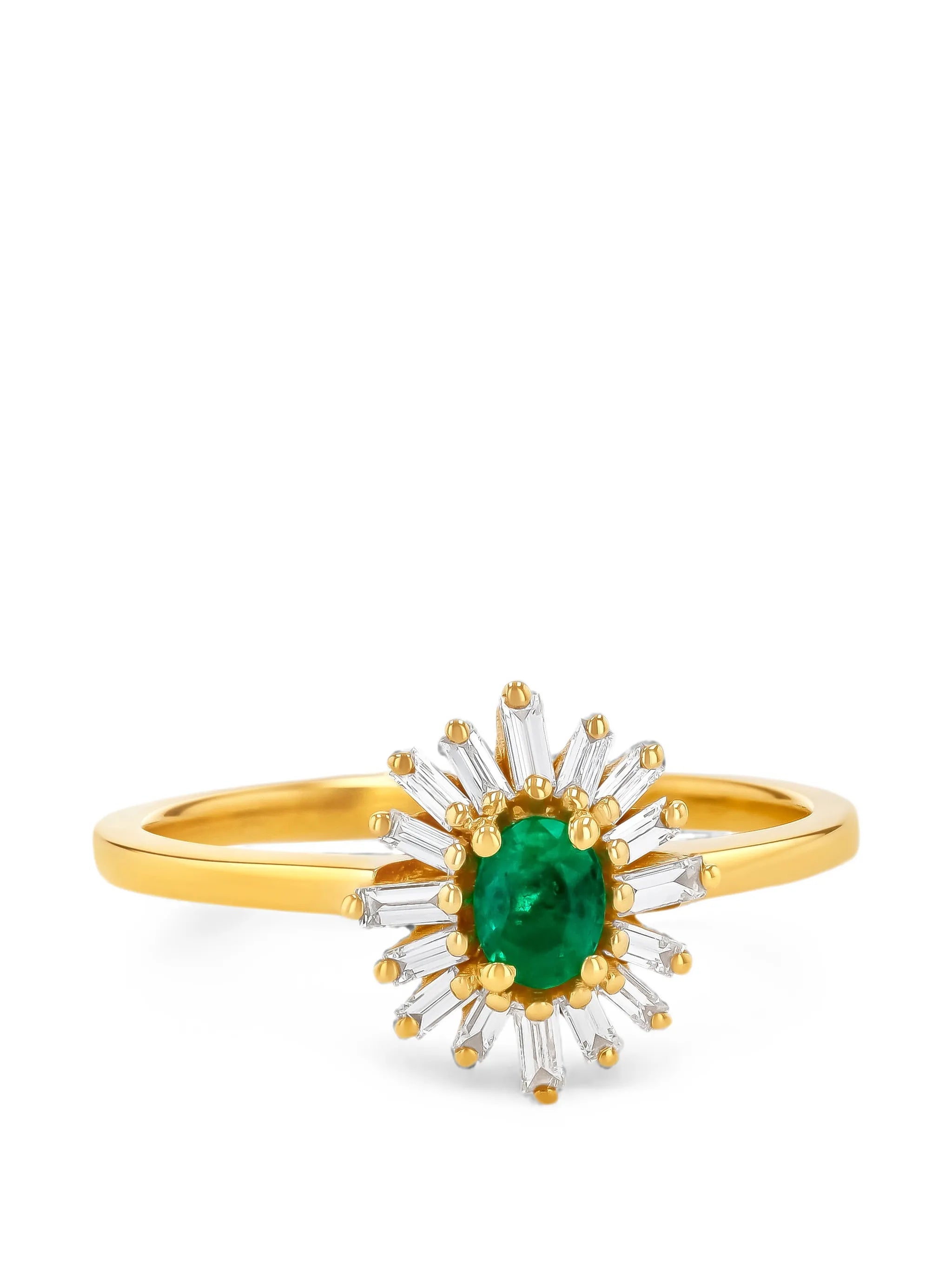Spark emerald and diamond-embellishment ring