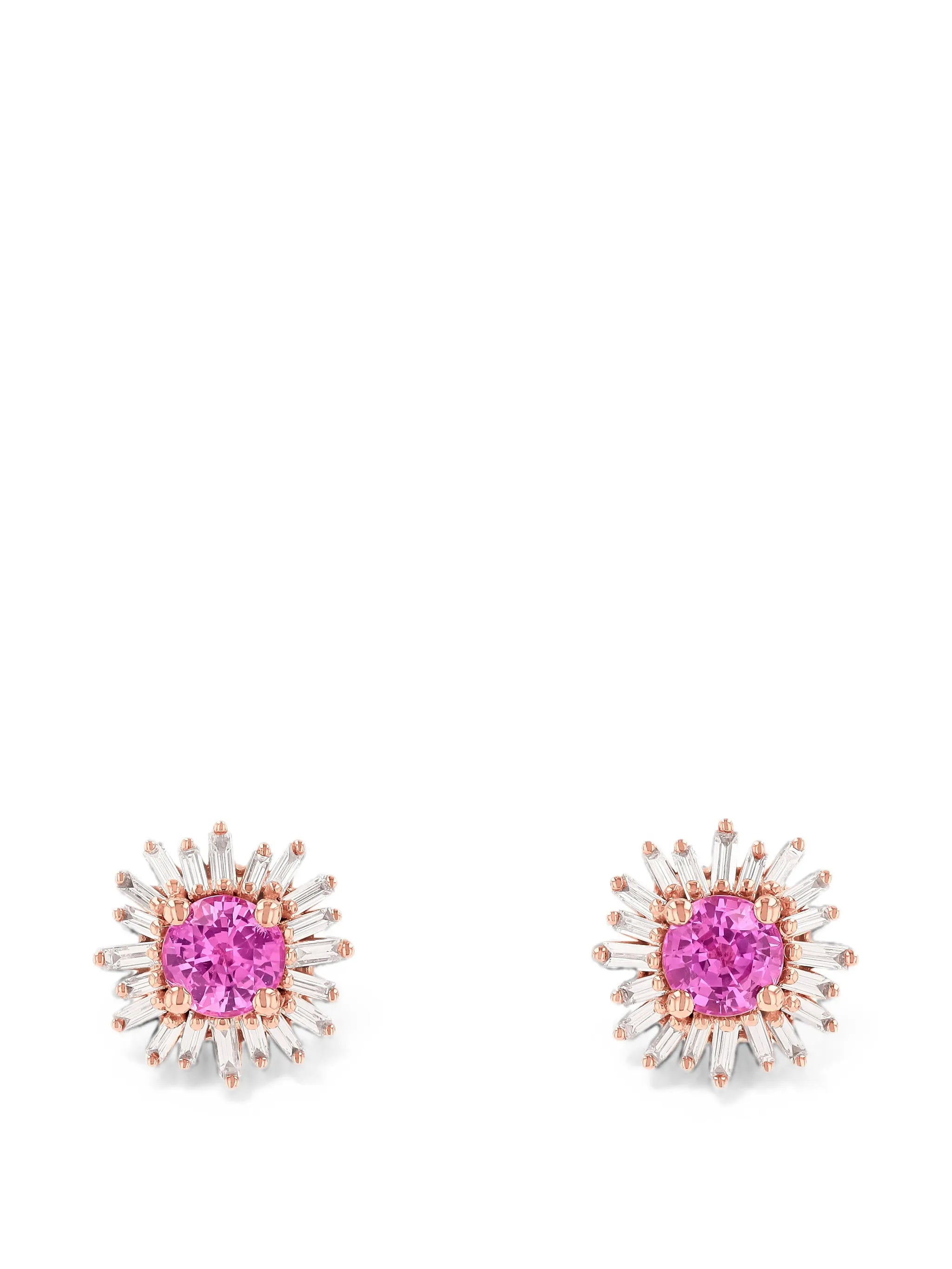 Princess sapphire and diamond-embellishment earrings