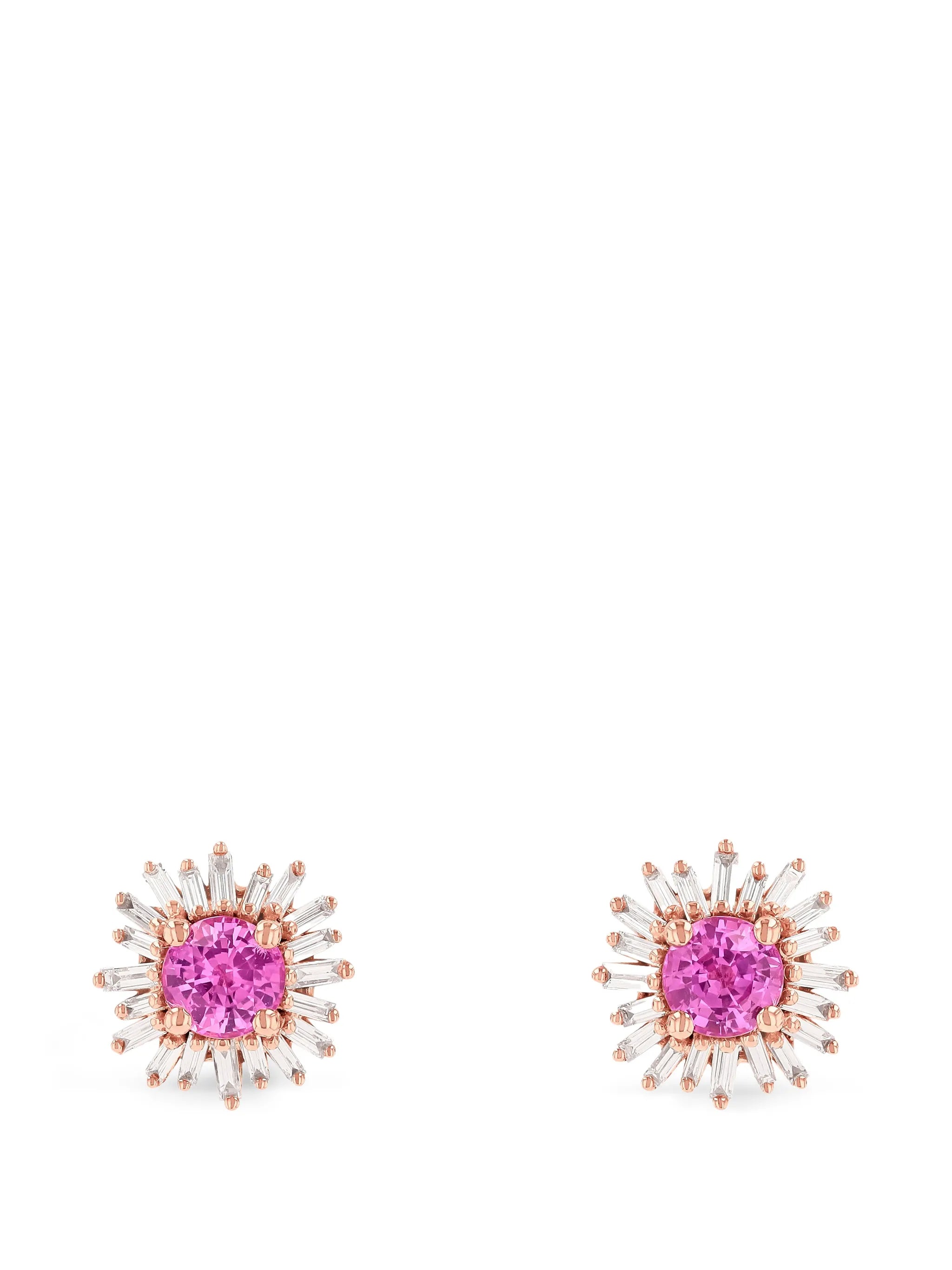 Princess sapphire and diamond-embellishment earrings