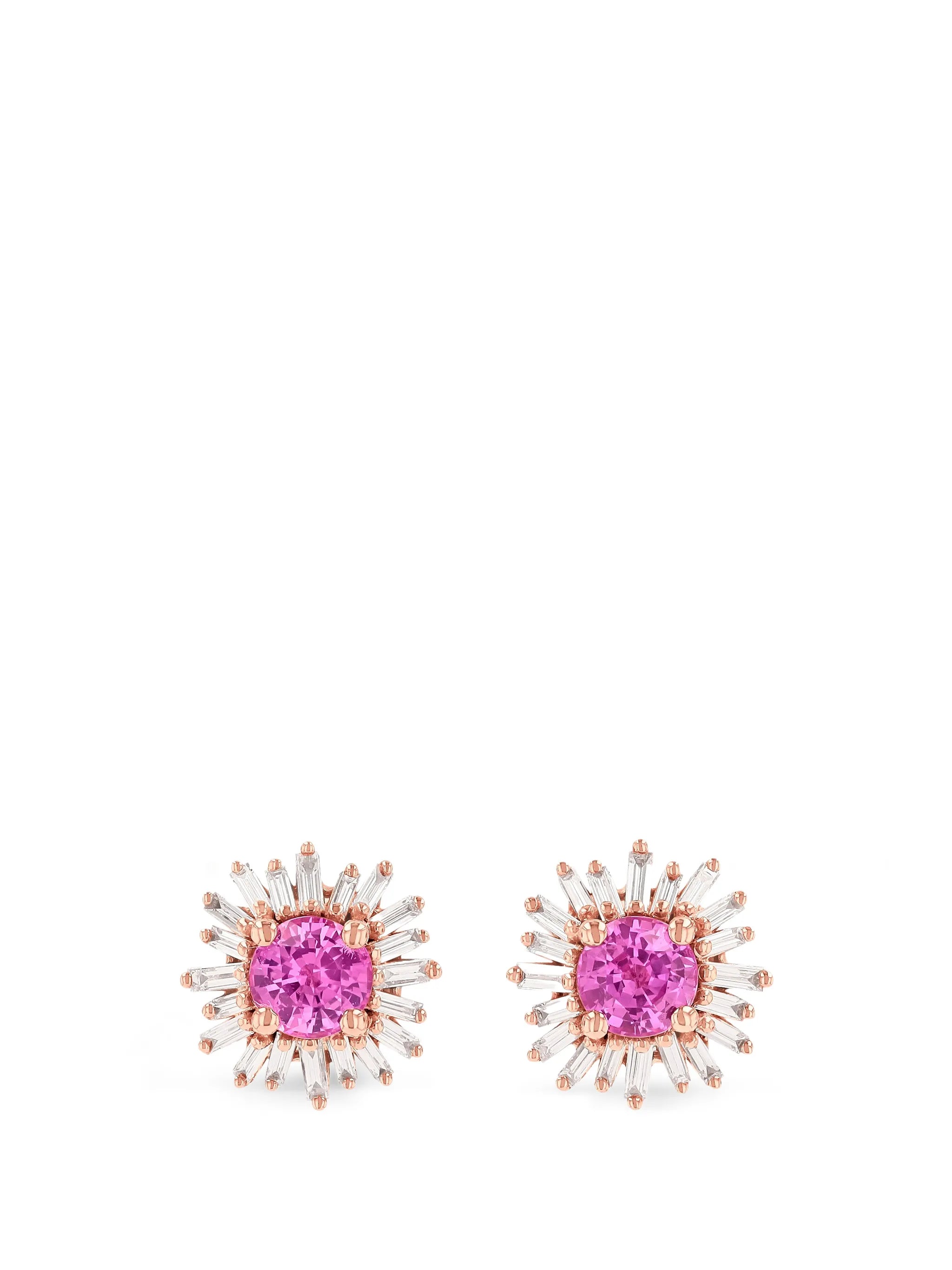 Princess sapphire and diamond-embellishment earrings