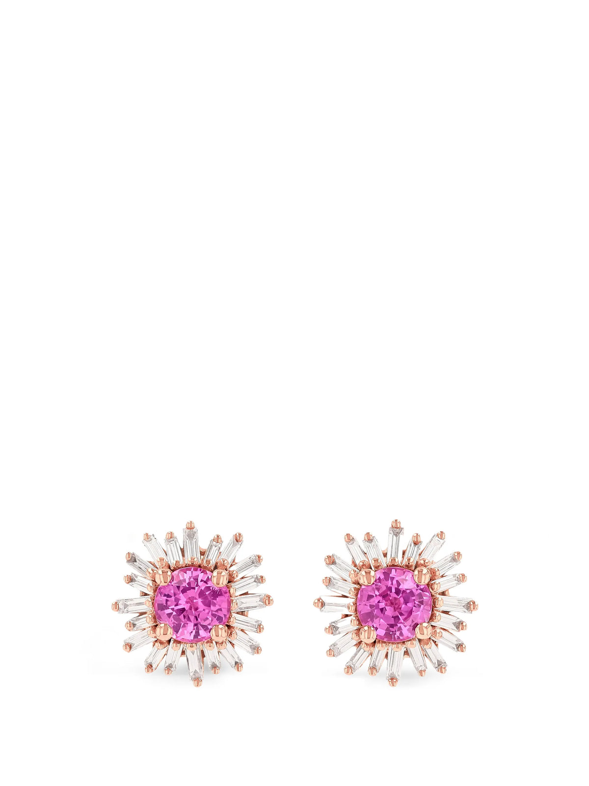 Princess sapphire and diamond-embellishment earrings