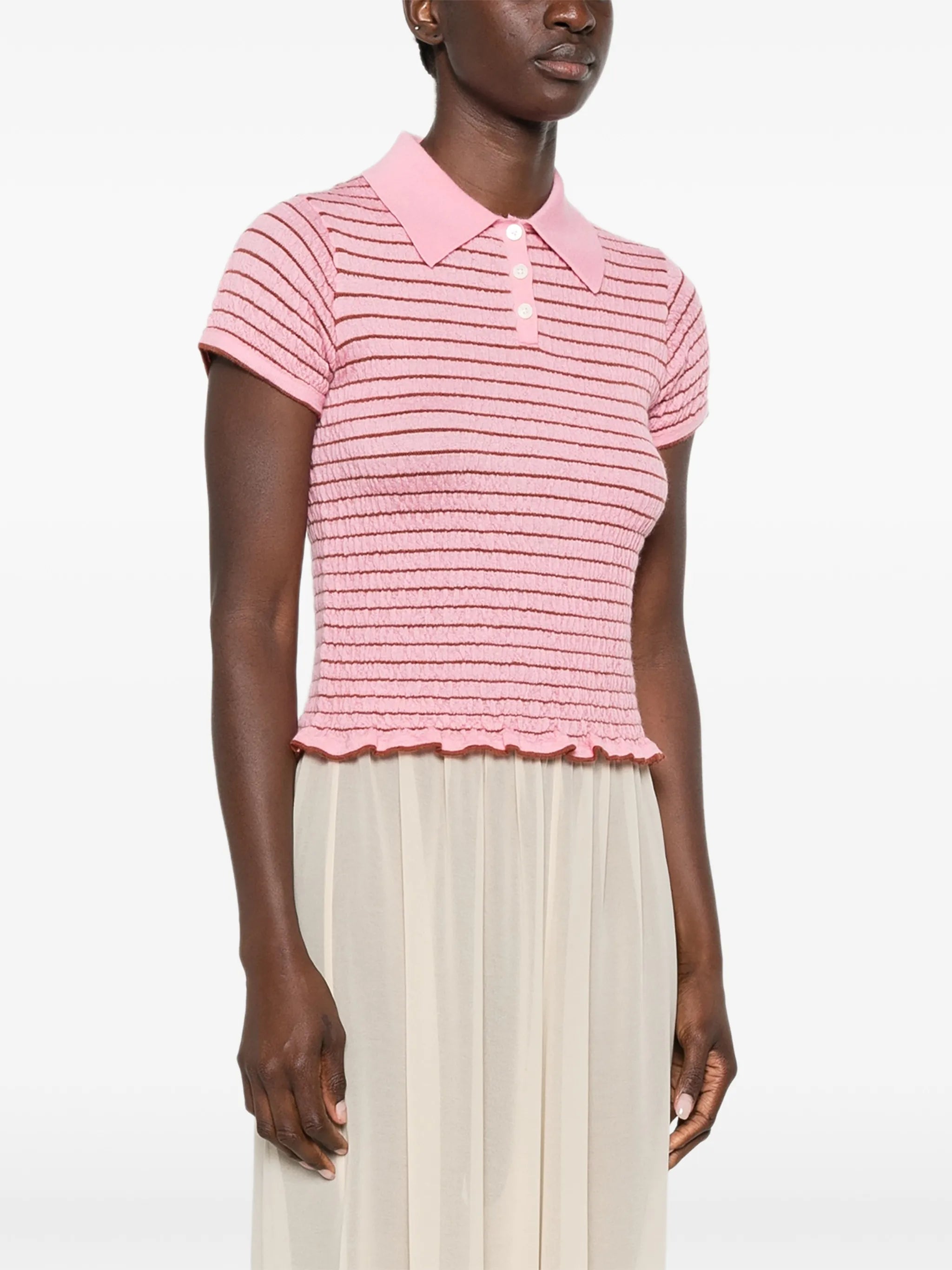striped-pattern polo shirt
