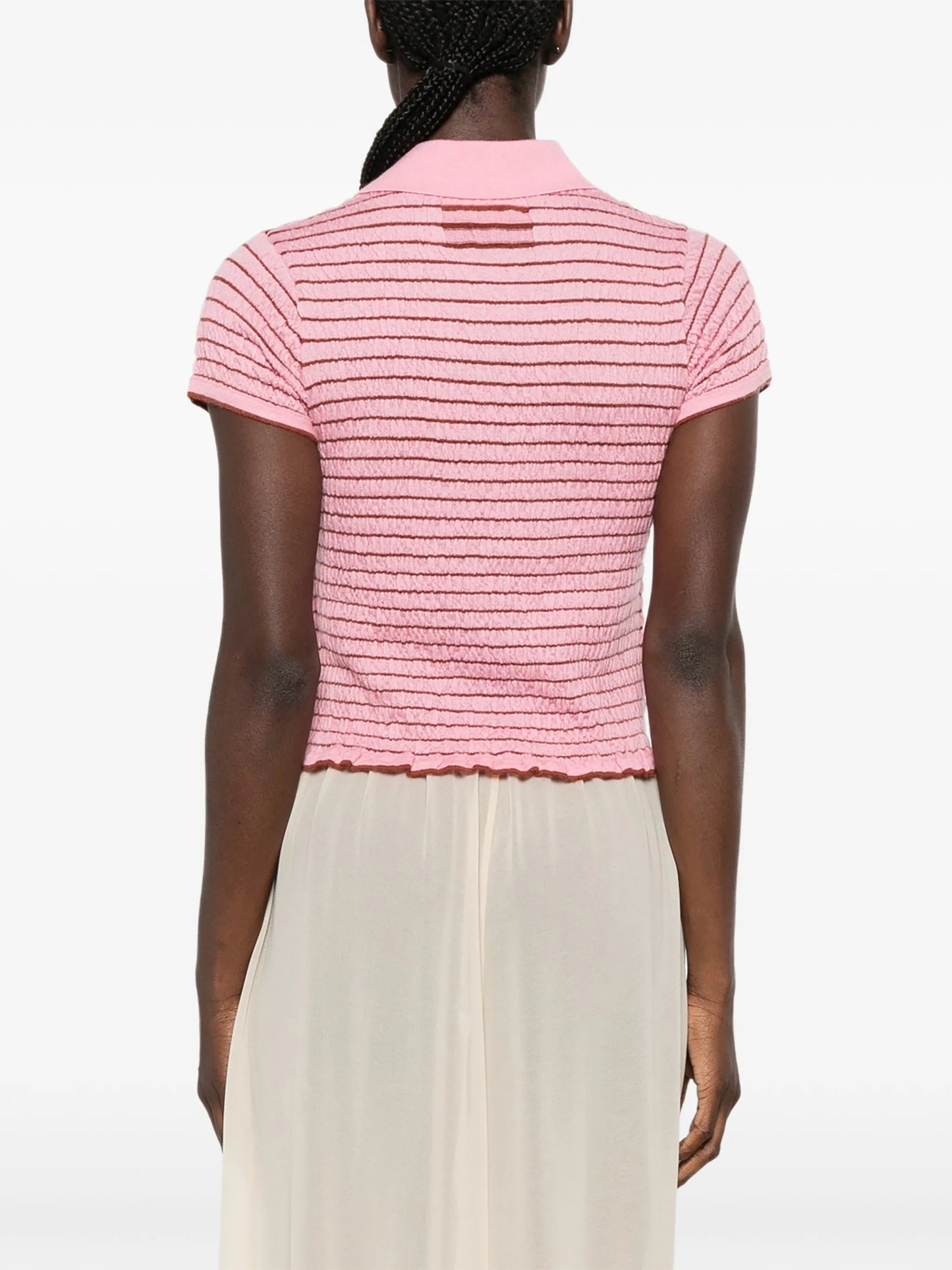 striped-pattern polo shirt