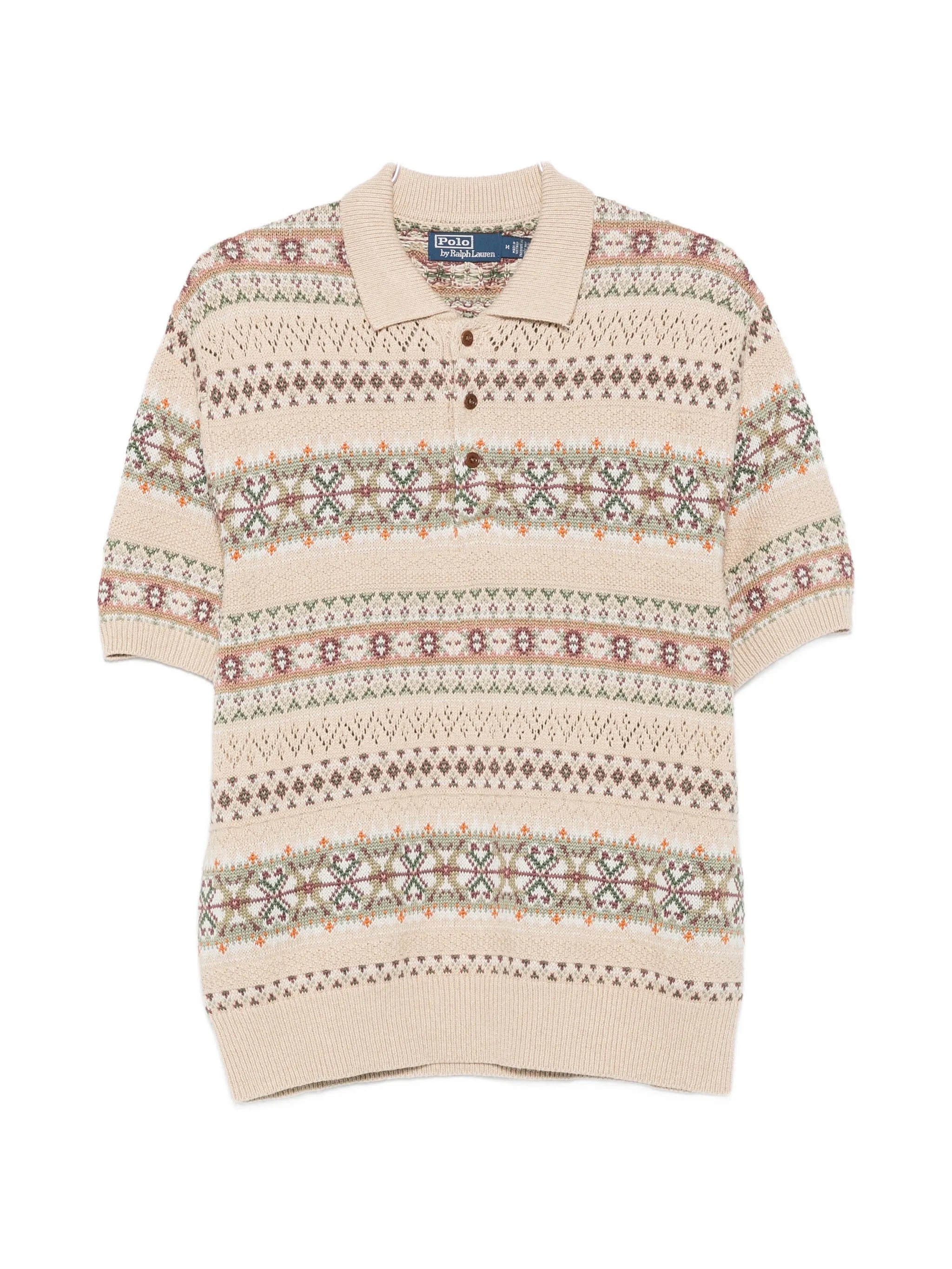 Fair Isle short-sleeve polo shirt