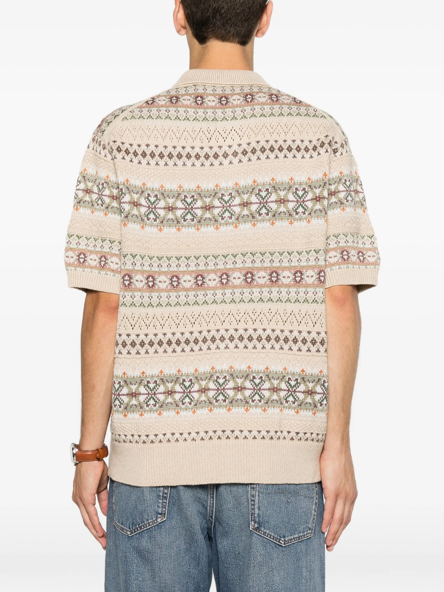 Fair Isle short-sleeve polo shirt