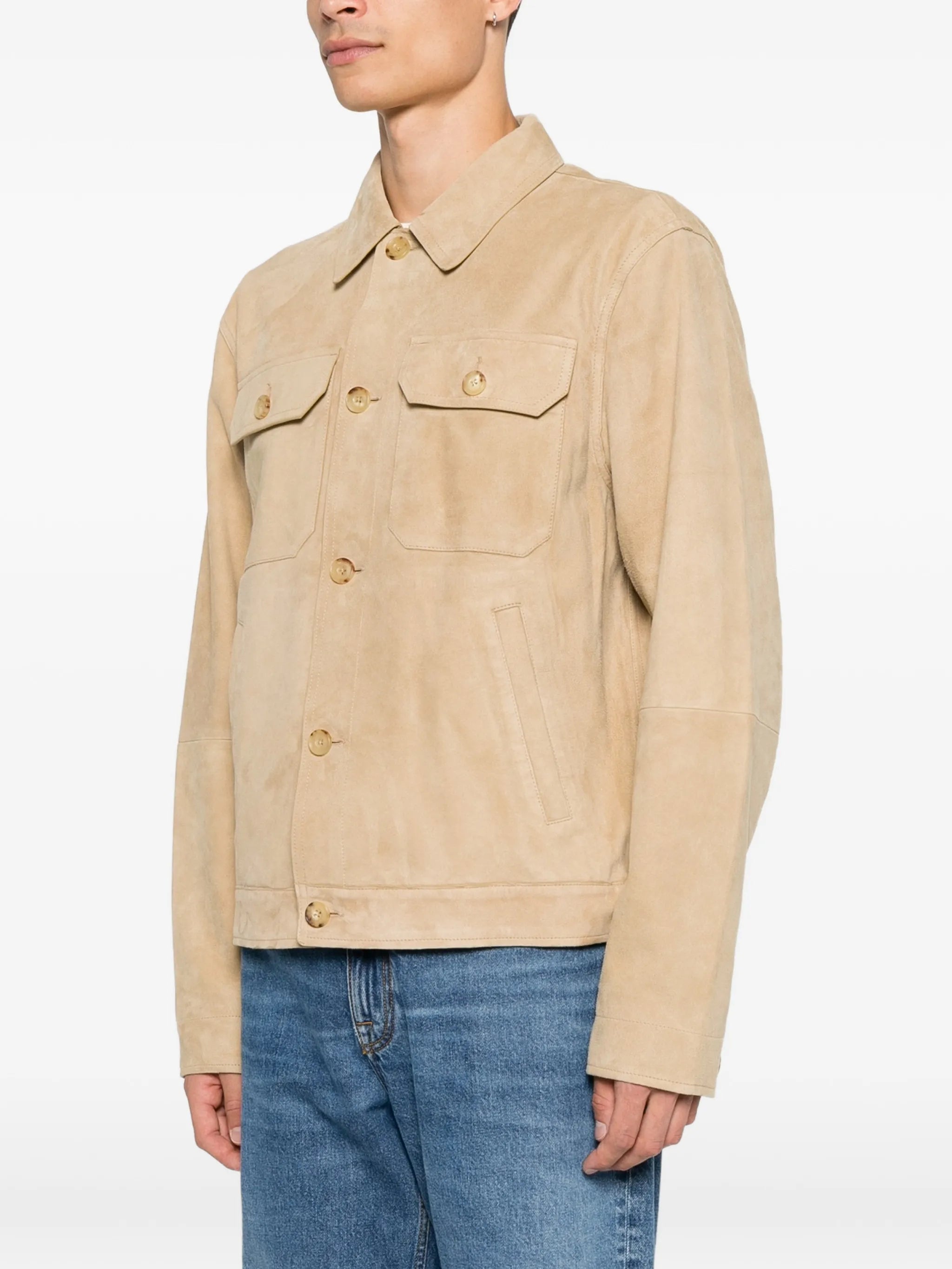 suede button-up jacket