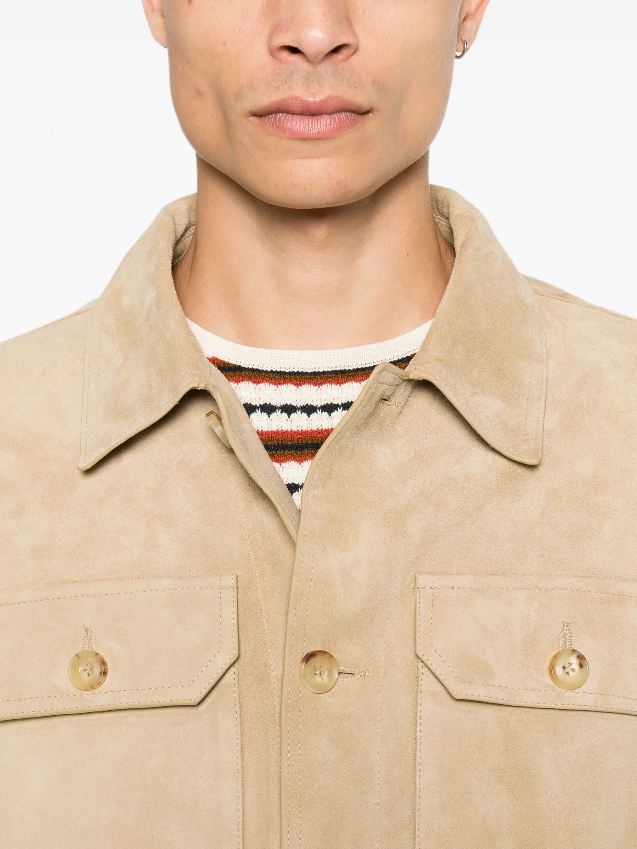 suede button-up jacket