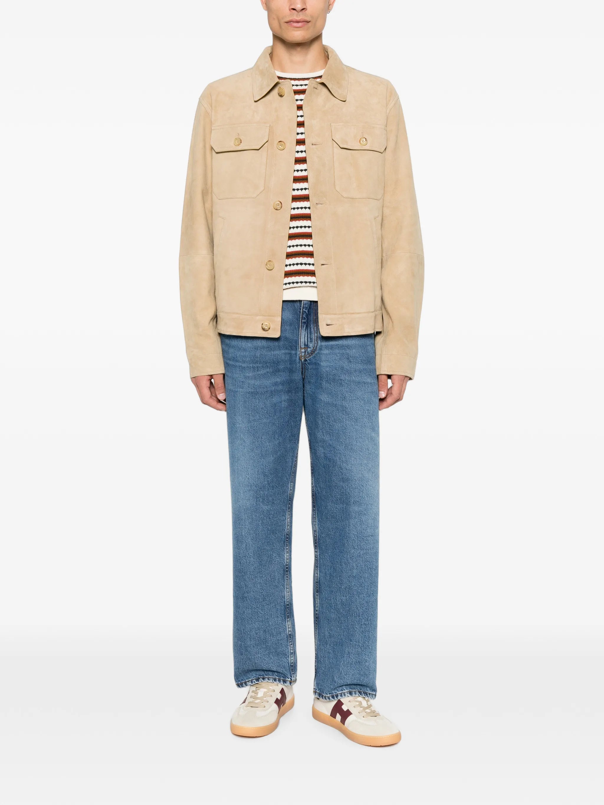 suede button-up jacket