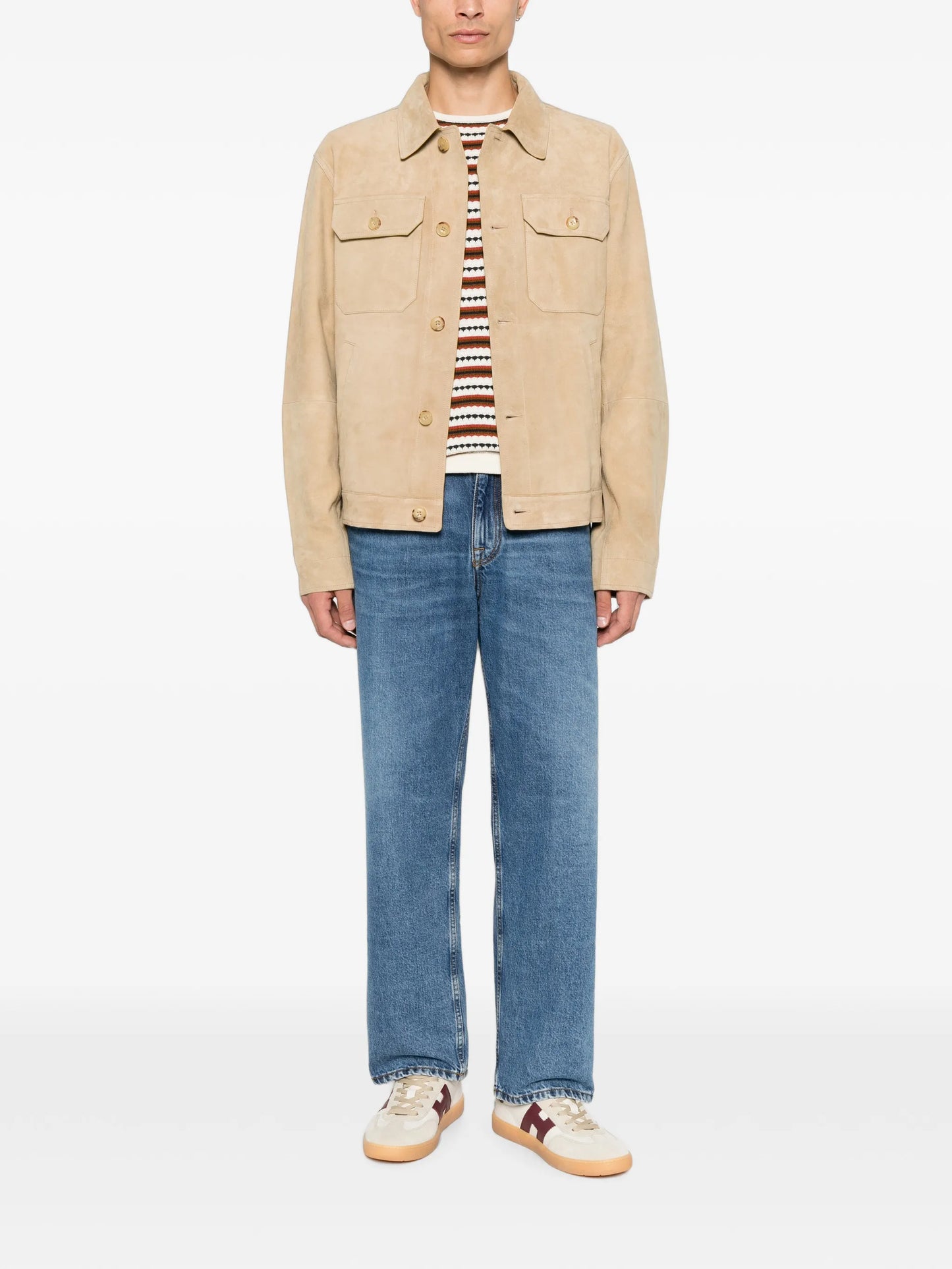 suede button-up jacket