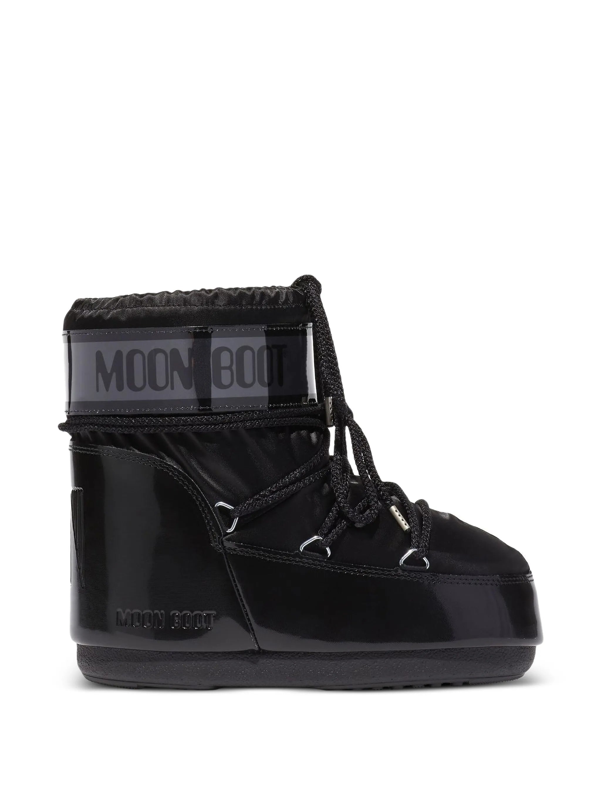 Icon Low Glance black satin boots