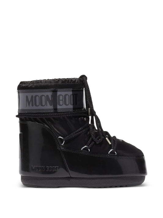 Icon Low Glance black satin boots
