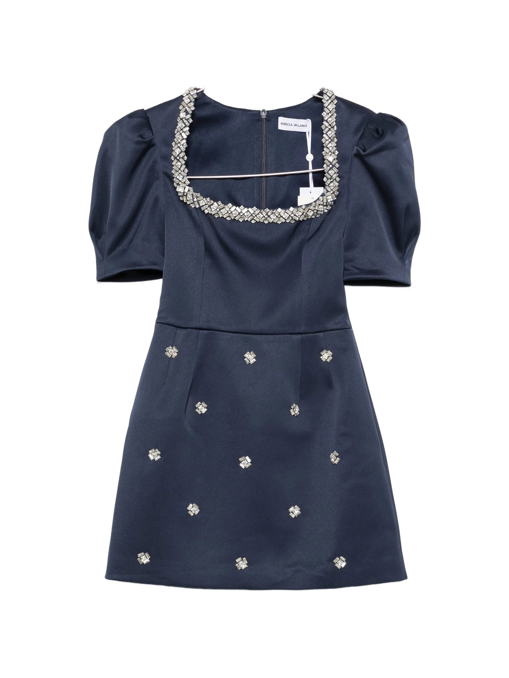 Ayla crystal-embellished puff-sleeve mini dress
