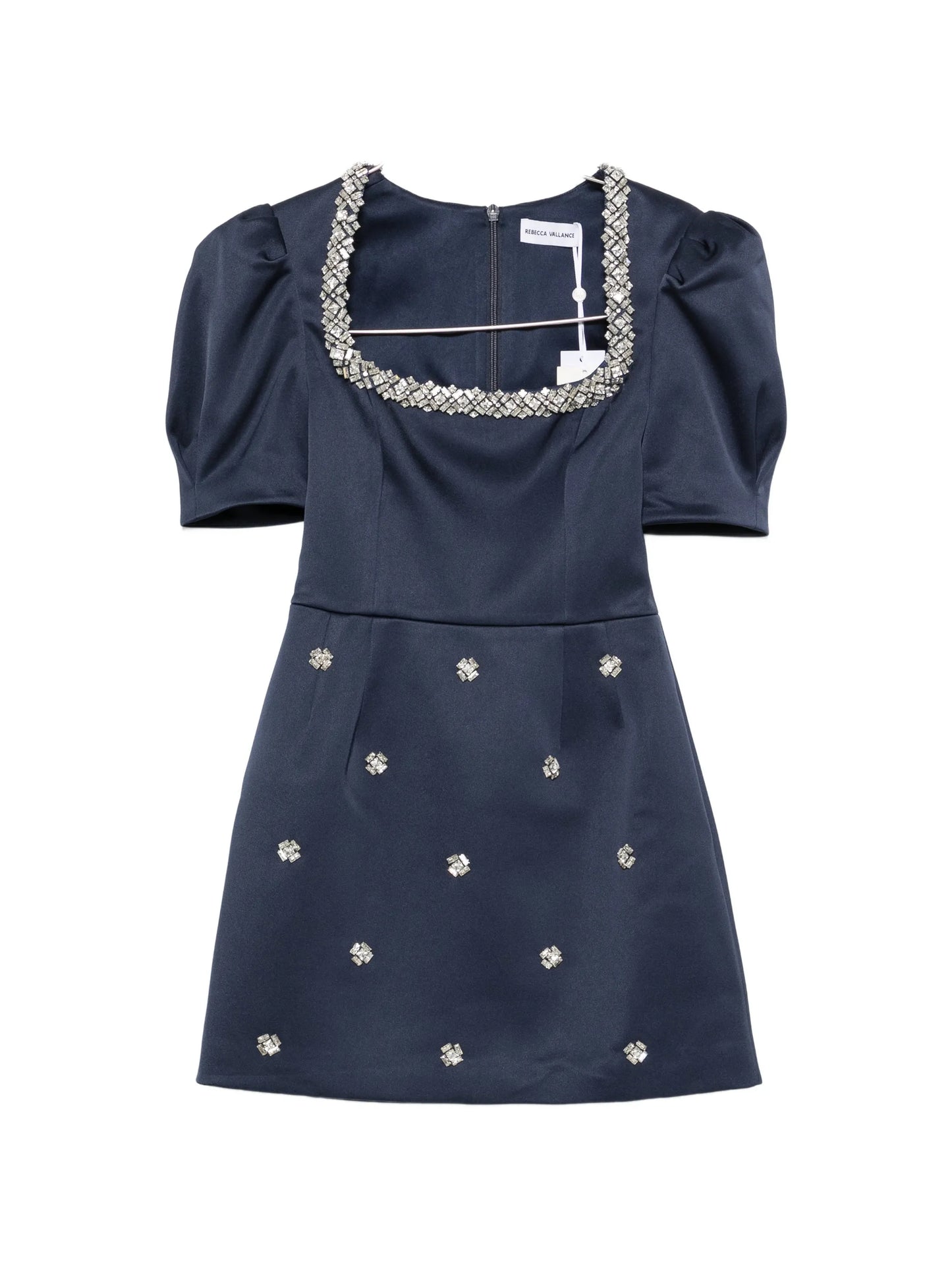 Ayla crystal-embellished puff-sleeve mini dress