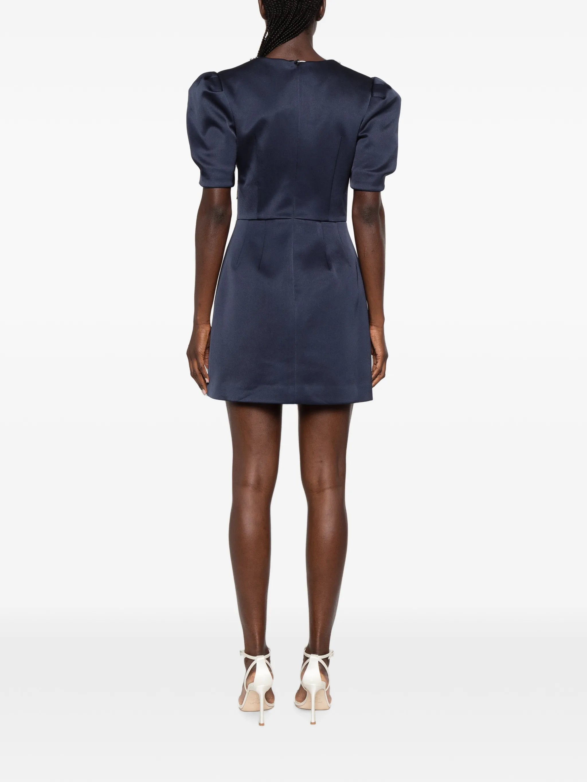 Ayla crystal-embellished puff-sleeve mini dress