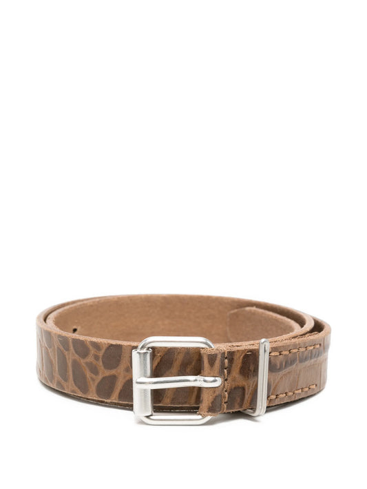 croc-effect leather belt