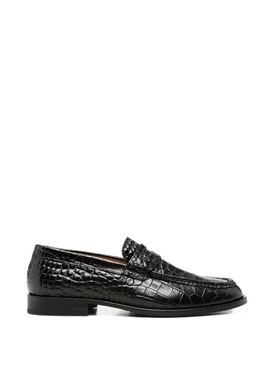 croc-effect leather loafers