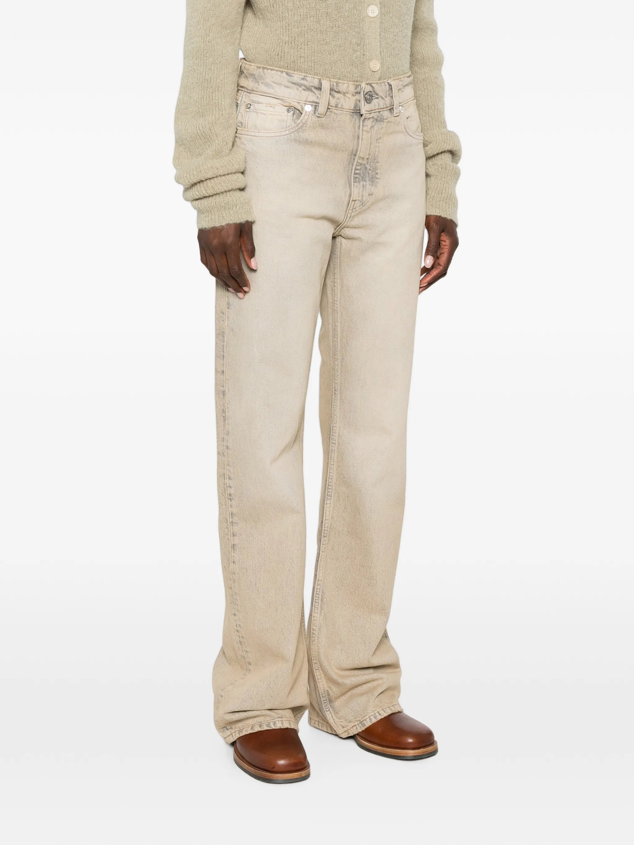 boot-cut straight-leg jeans