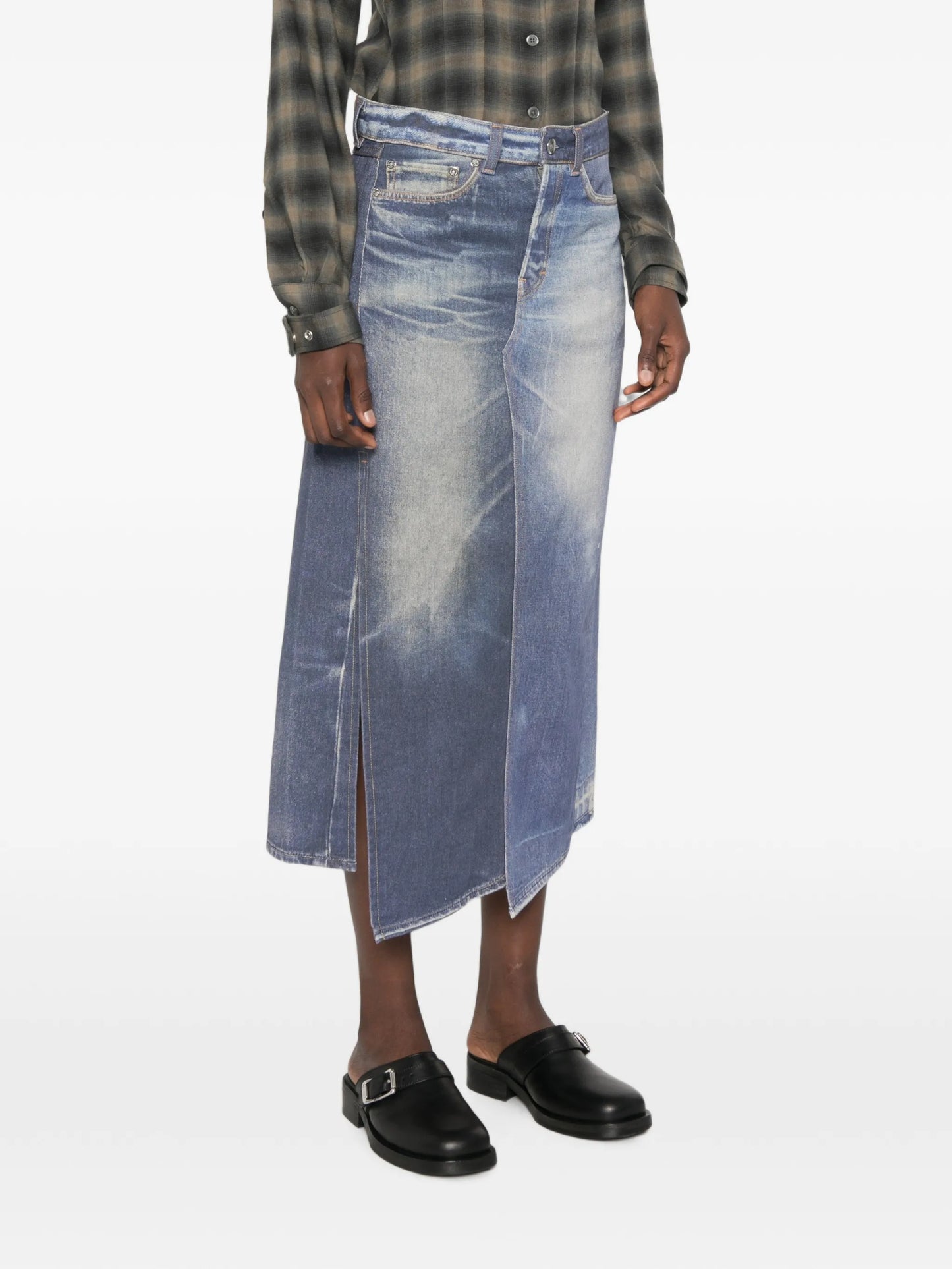 denim midi skirt
