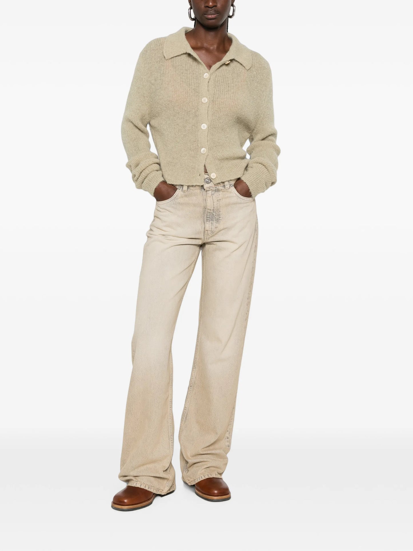 Mazzy polo-collar cardigan