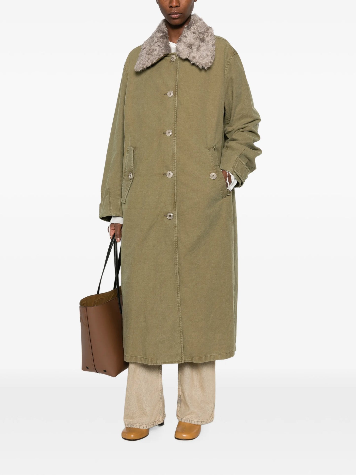 Tundra faux-fur collar coat
