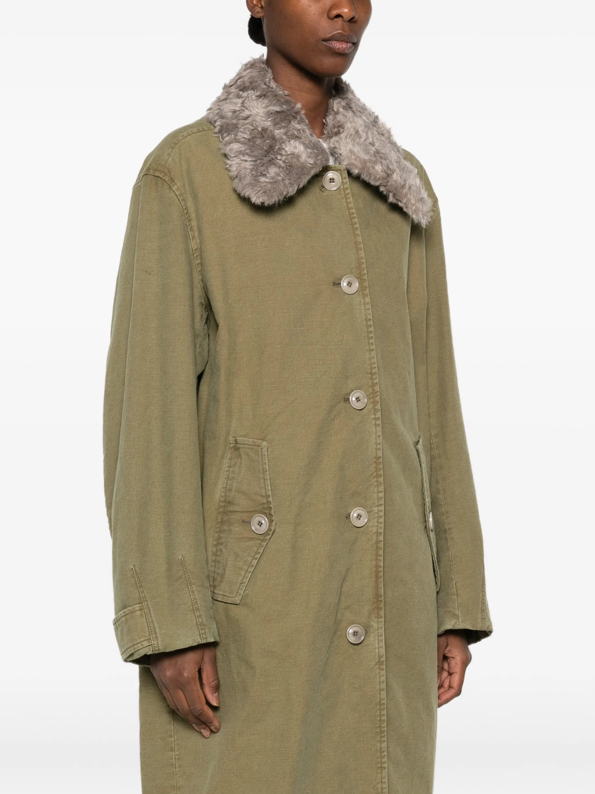 Tundra faux-fur collar coat