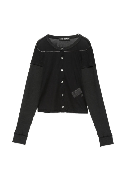 Heat knitted-sleeves cardigan