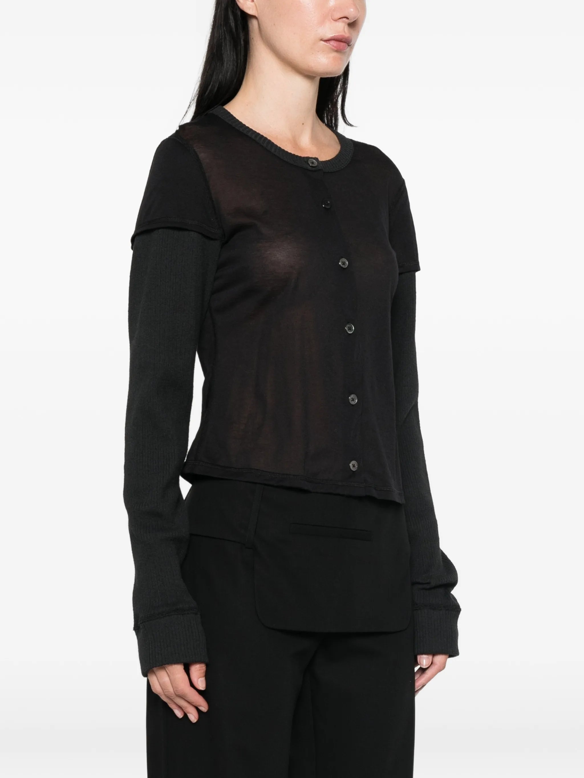 Heat knitted-sleeves cardigan